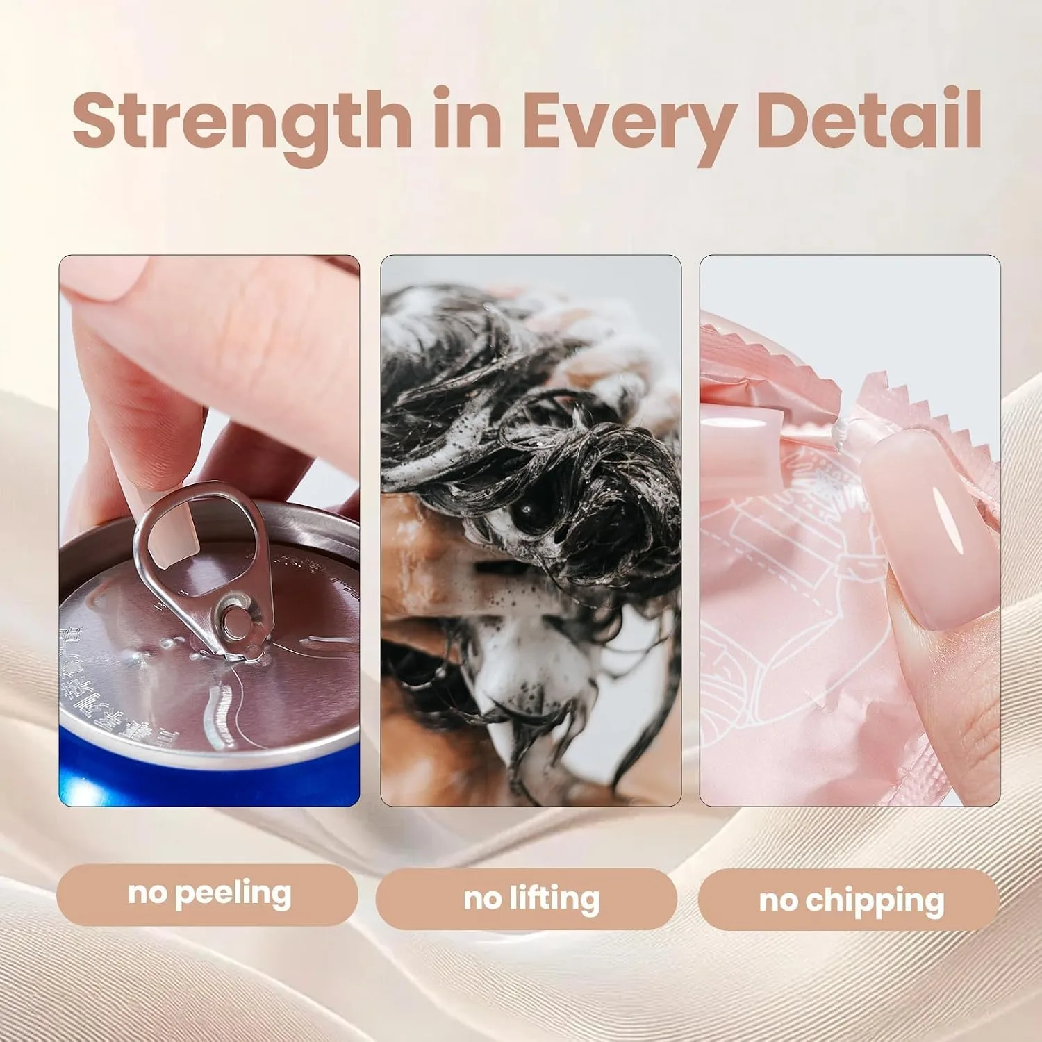 Beetles Hard Gel Clear Nude Brown, Bare Veil with Medium Square Nail Tips