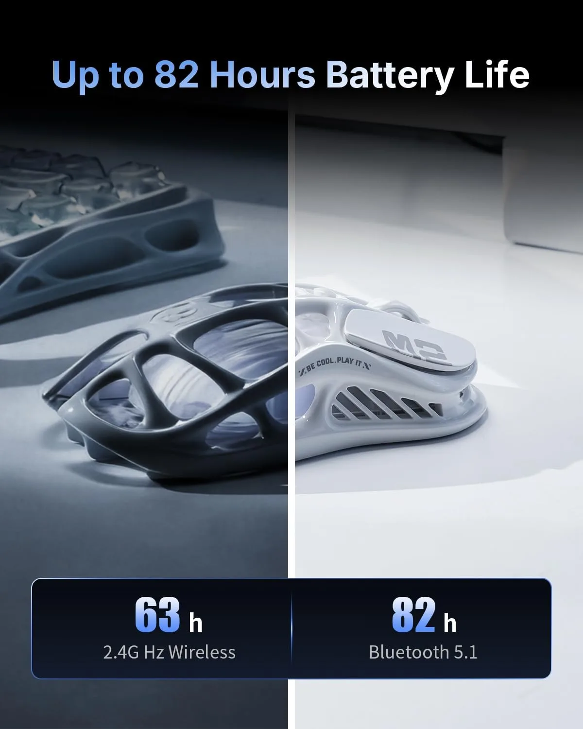 GravaStar MercuryM2 Wireless Gaming Mouse, Up to 85H Battery Life, Tri Mode