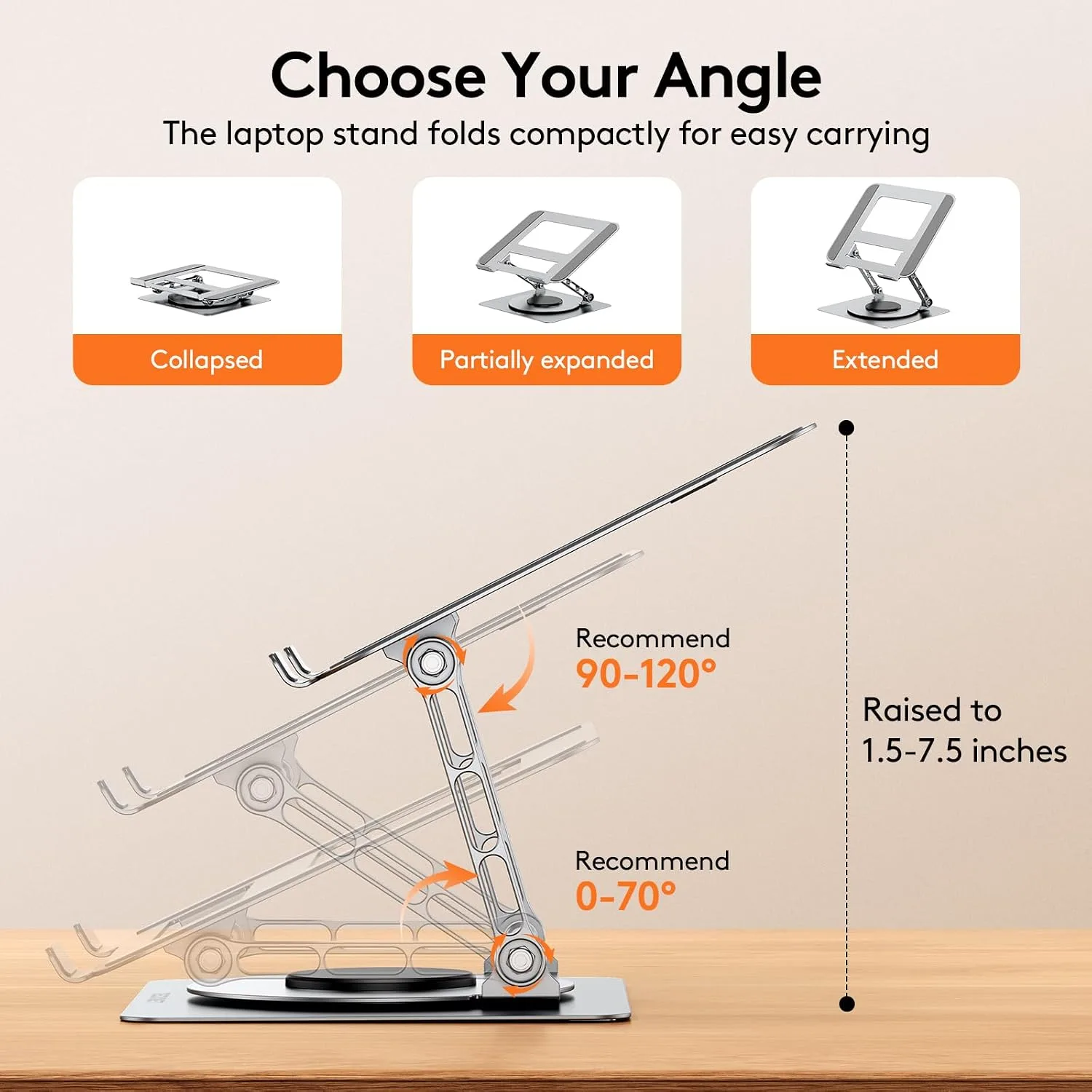 TECKNET Laptop Stand for Desk, 360° Rotating Laptop Stand for 10-17" Laptop