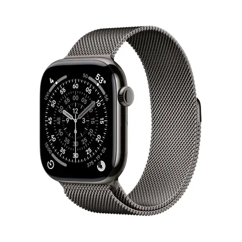 Apple Watch Series 11 [GPS + Cellular 46mm] Smartwatch with Slate Titanium Case with Slate Milanese Loop - M/L. Sleep Score, Fitness Tracker, Health Monitoring, Always-On Display, Water Resistant