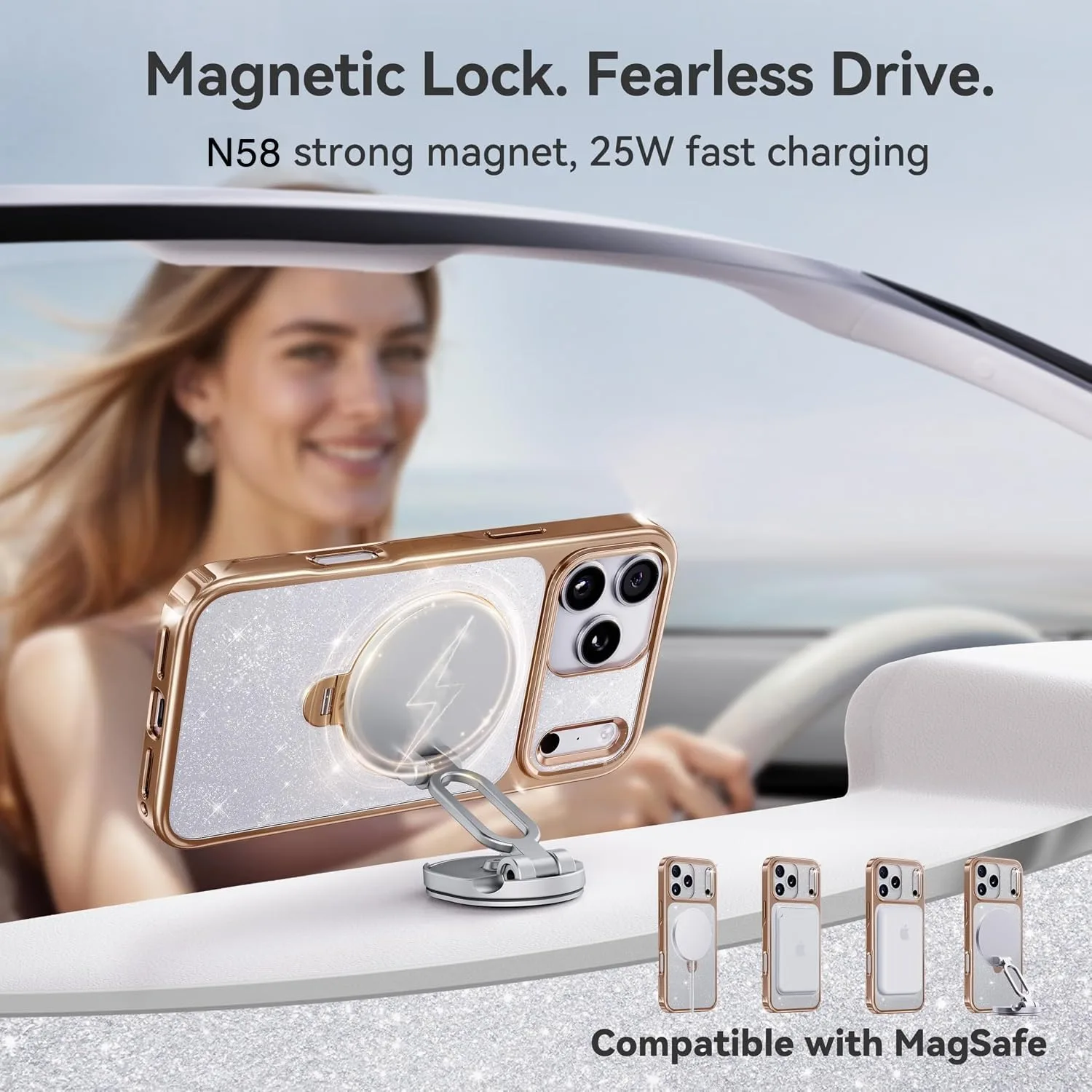 CASEKOO Rose Gold Sparkle for iPhone 18 Pro / 17 Pro Case