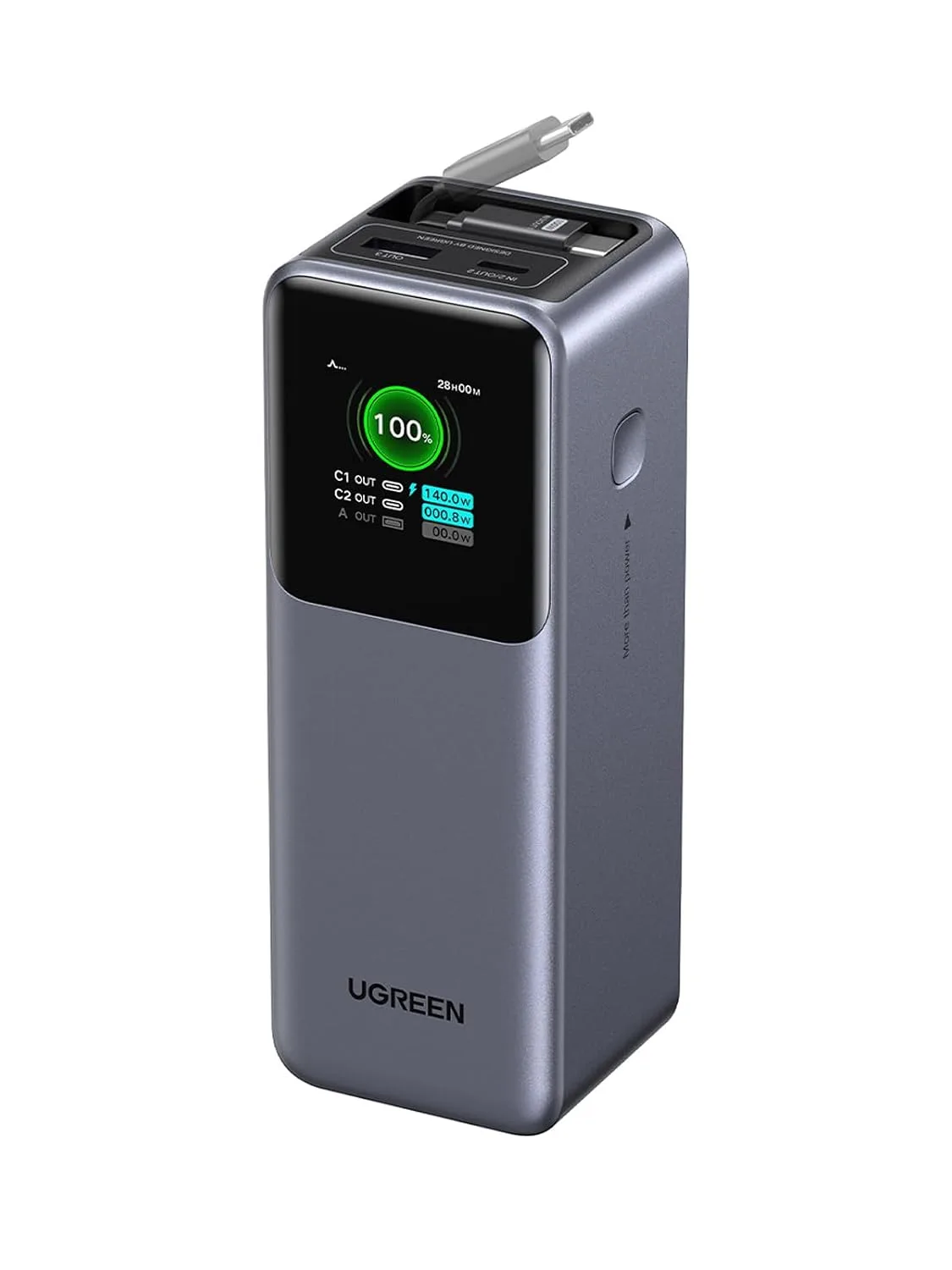 UGREEN Nexode 20000mAh 165W Power Bank for MacBook Pro 16, Built-in Cable