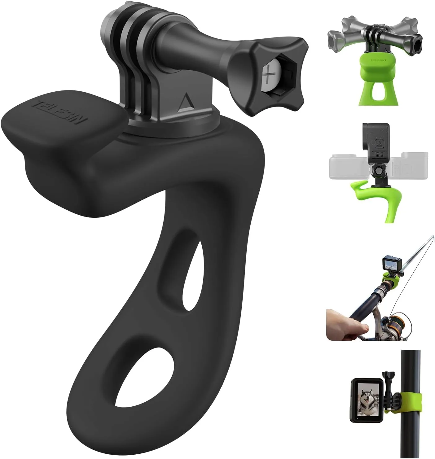 TELESIN Camera Flexible Mount 360 Strap Mount Wrap Band for DJI Action 6 5 Pro 4/3 Go Pro Mission 1 PRO Hero13/12 AKASO/Insta360 Bike Motorcycle Handlebar Roll Bar Tube Clip Holder Attach Accessories