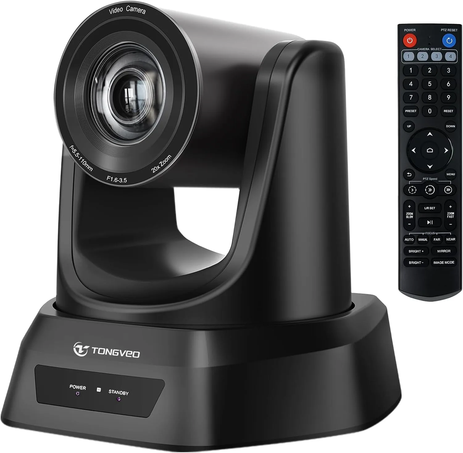TONGVEO AI Wireless PTZ Camera System with Auto Tracking 5.8GHz 1080P 60fps Conference Camera with 3X Optical Zoom