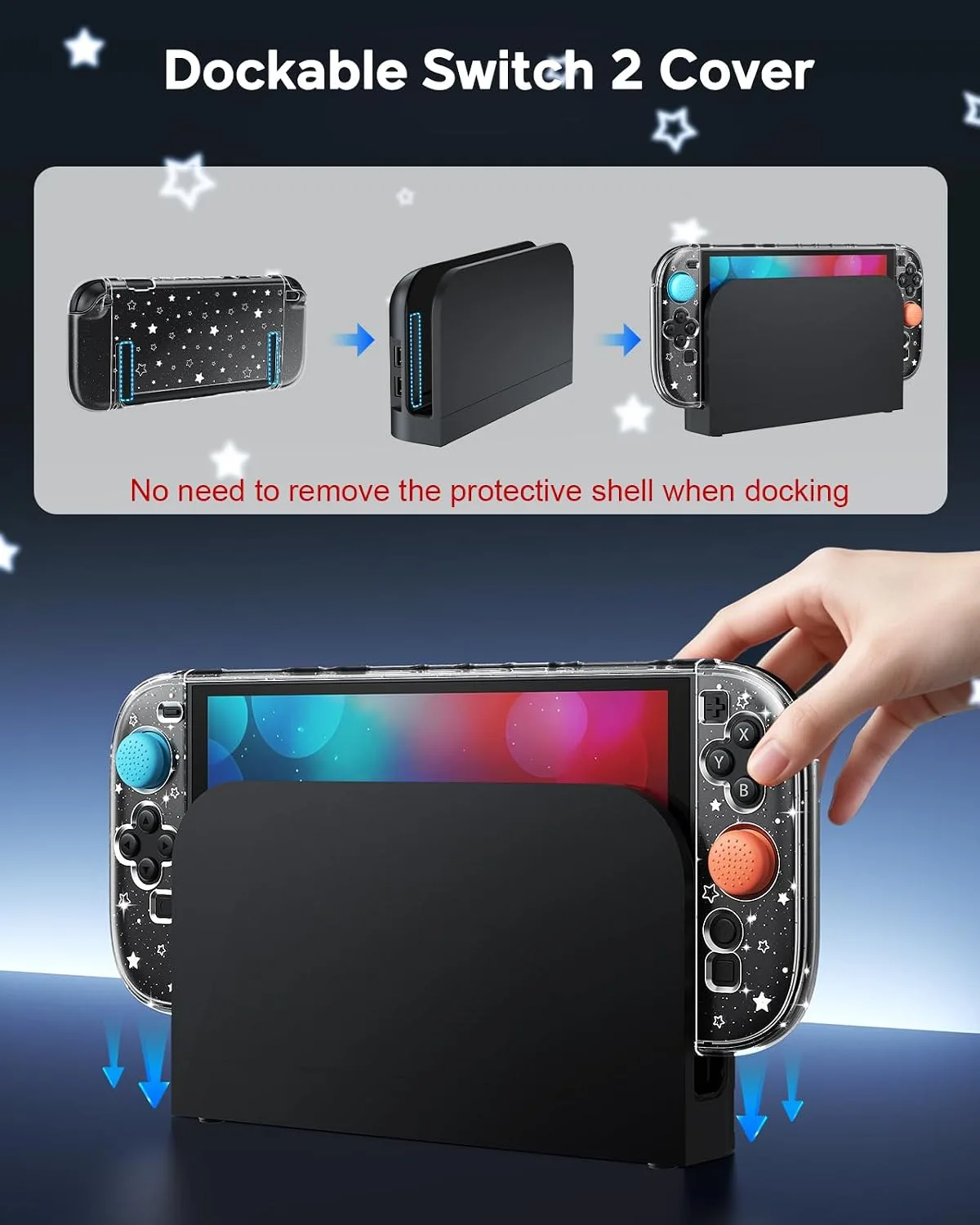 FYOUNG Dockable Case for Nintendo Switch 2,Star Protective Cover Shell