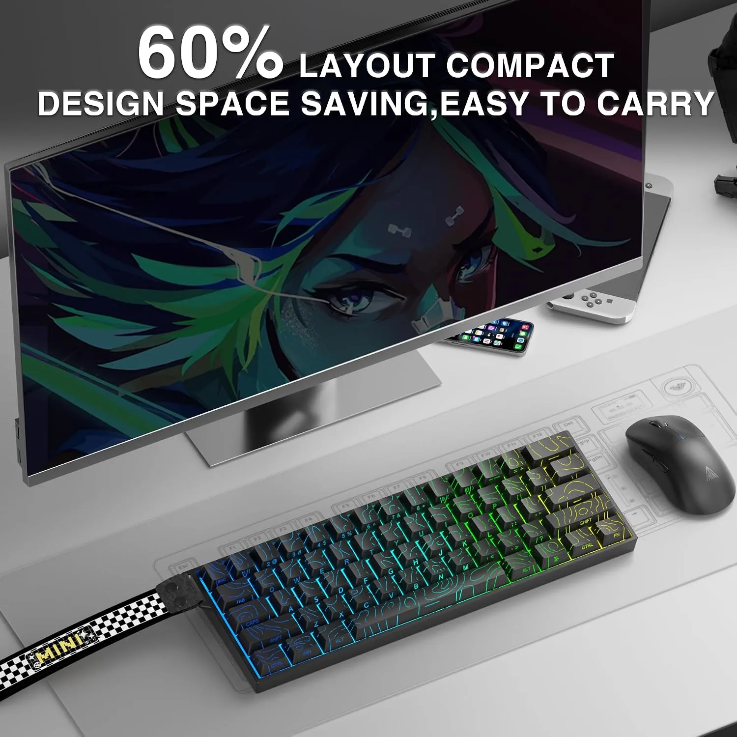 Aula MINI60 HE MAX Wireless Gaming Keyboard 60% Magnetic Switch Keyboard