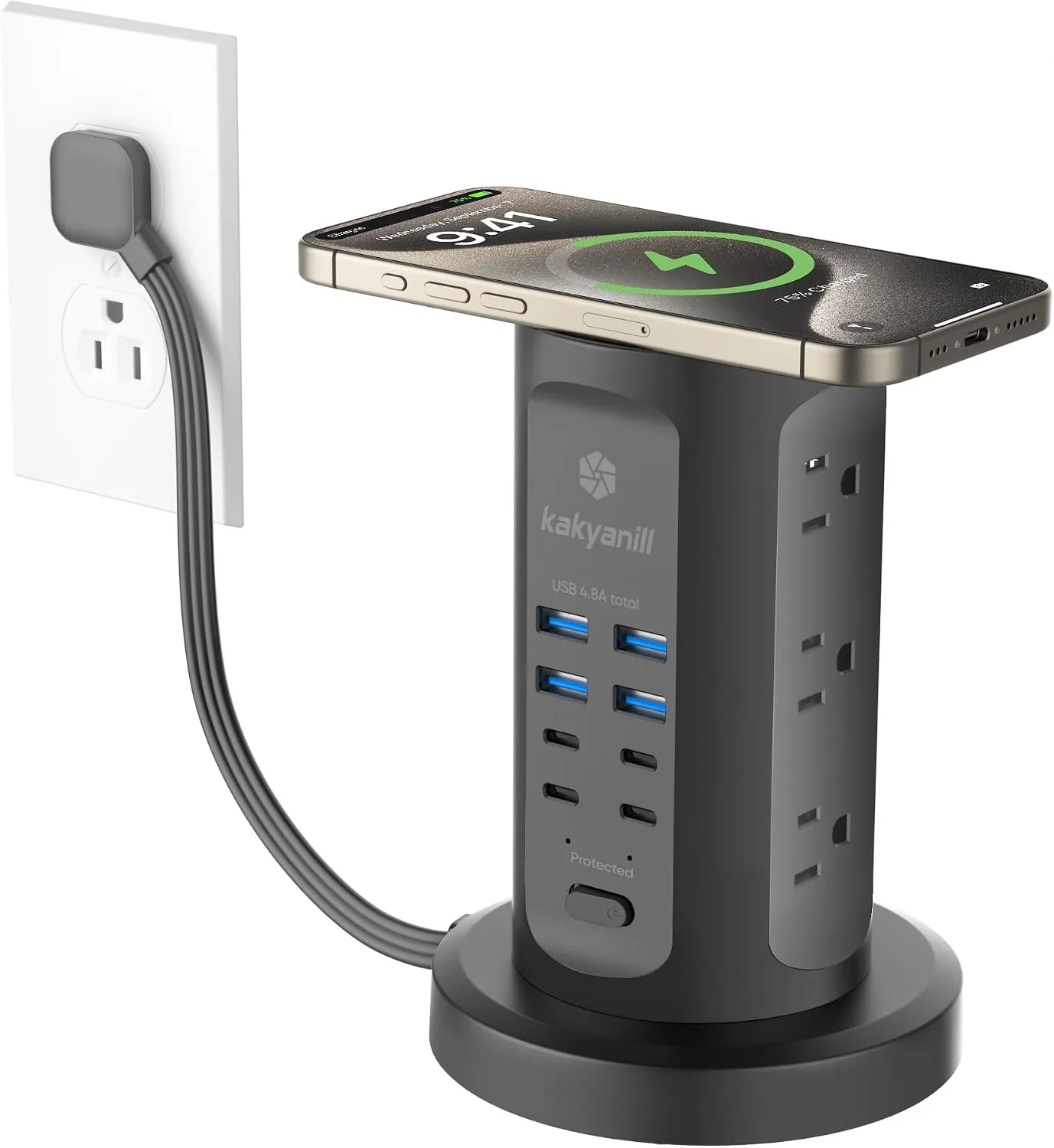 Power Strip Tower, kakyanill Charging Station 9 AC Outlets 8 USB Ports