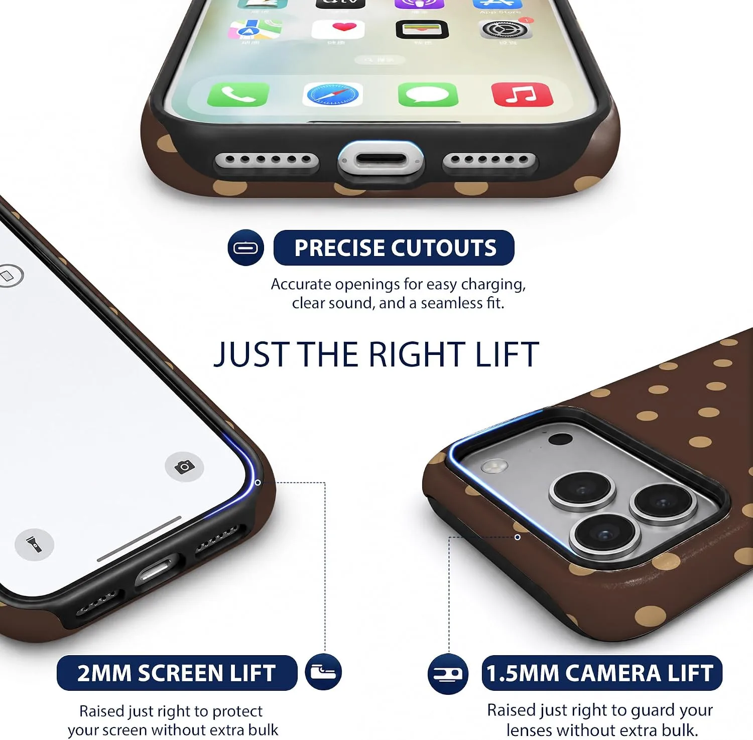 Magnetic for iPhone 17 Pro/18 Pro Phone Case, Brown and Cream Polka Dot