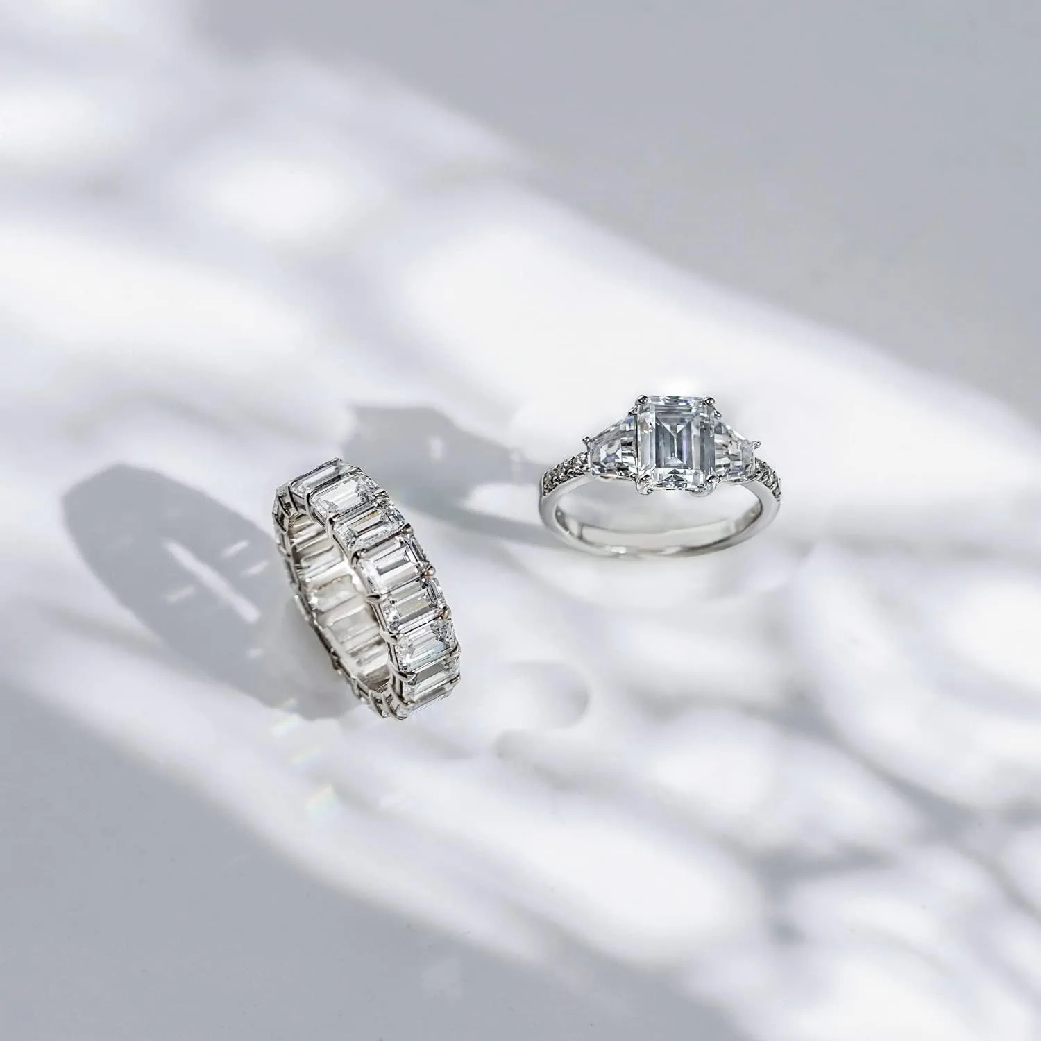 DIAMONBLISS Marilyn Monroe Eternity Ring For Women 14K Yellow Gold, Rose Gold, Platinum Plated 925 Sterling Silver Infinity Band | 10.30 Carats Emerald Cut Cubic Zirconia CZ Diamond Stimulant