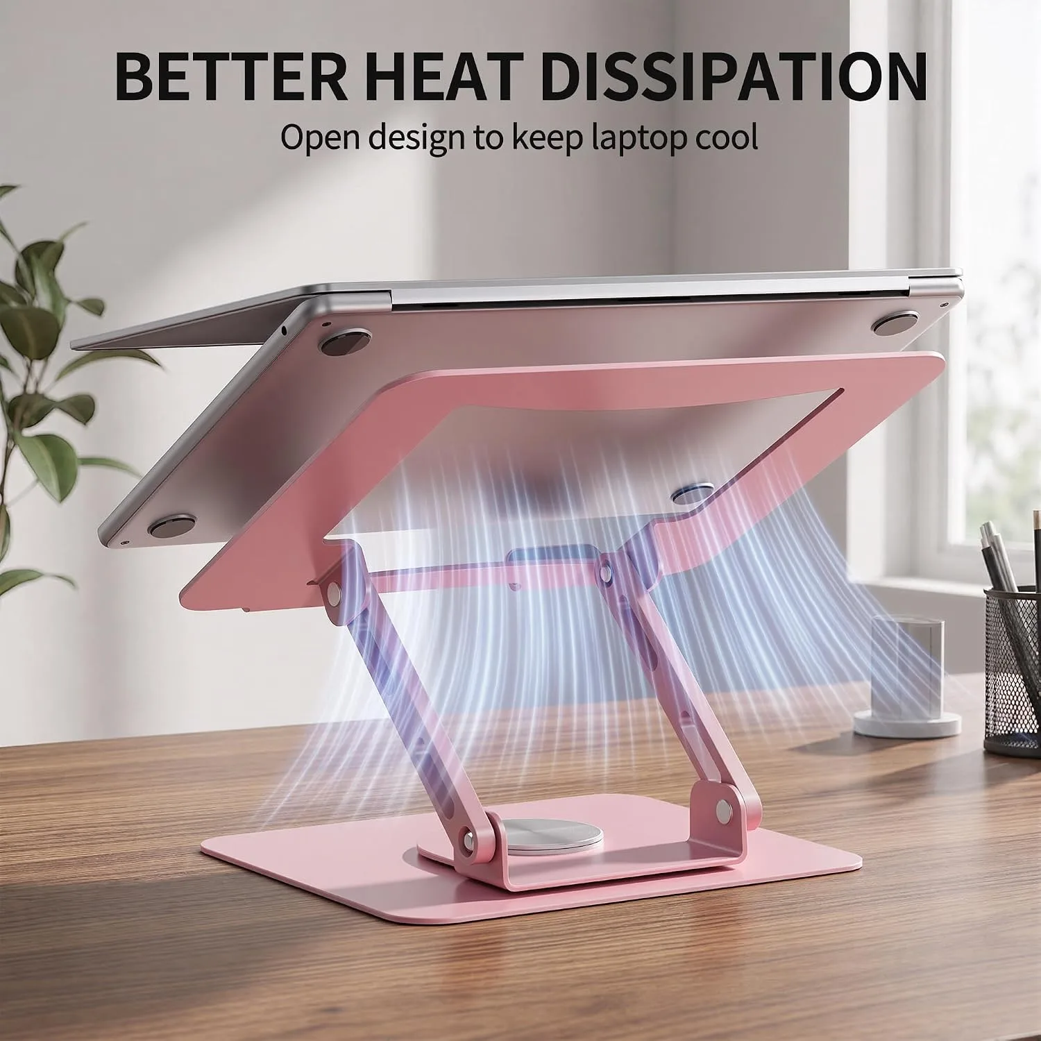 SOUNDANCE 360 Rotating Laptop Stand, Adjustable Riser,10-17", Pink