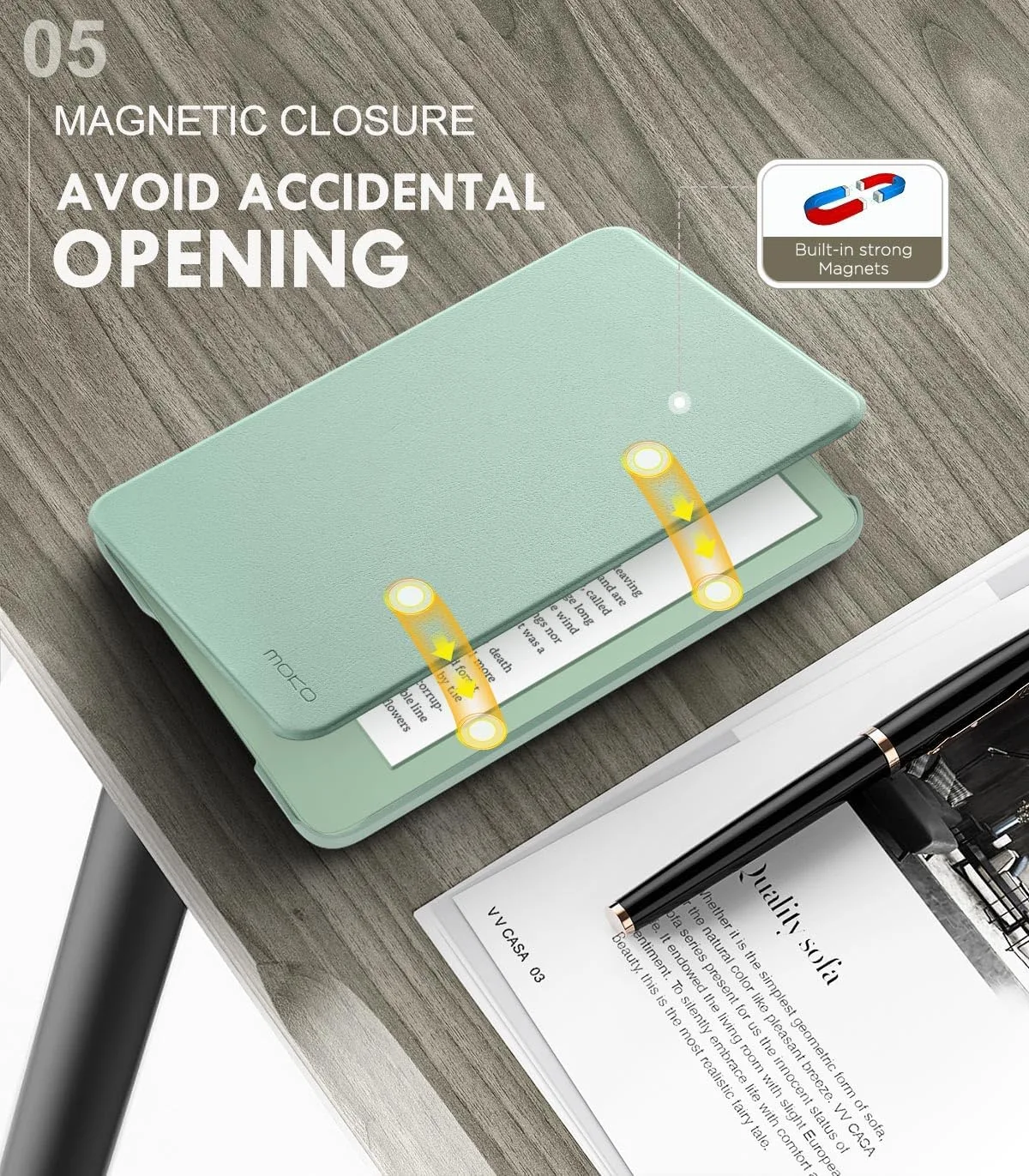 MoKo Case for 6" Amazon Kindle Basic 11th Gen 2024/2022, Matcha