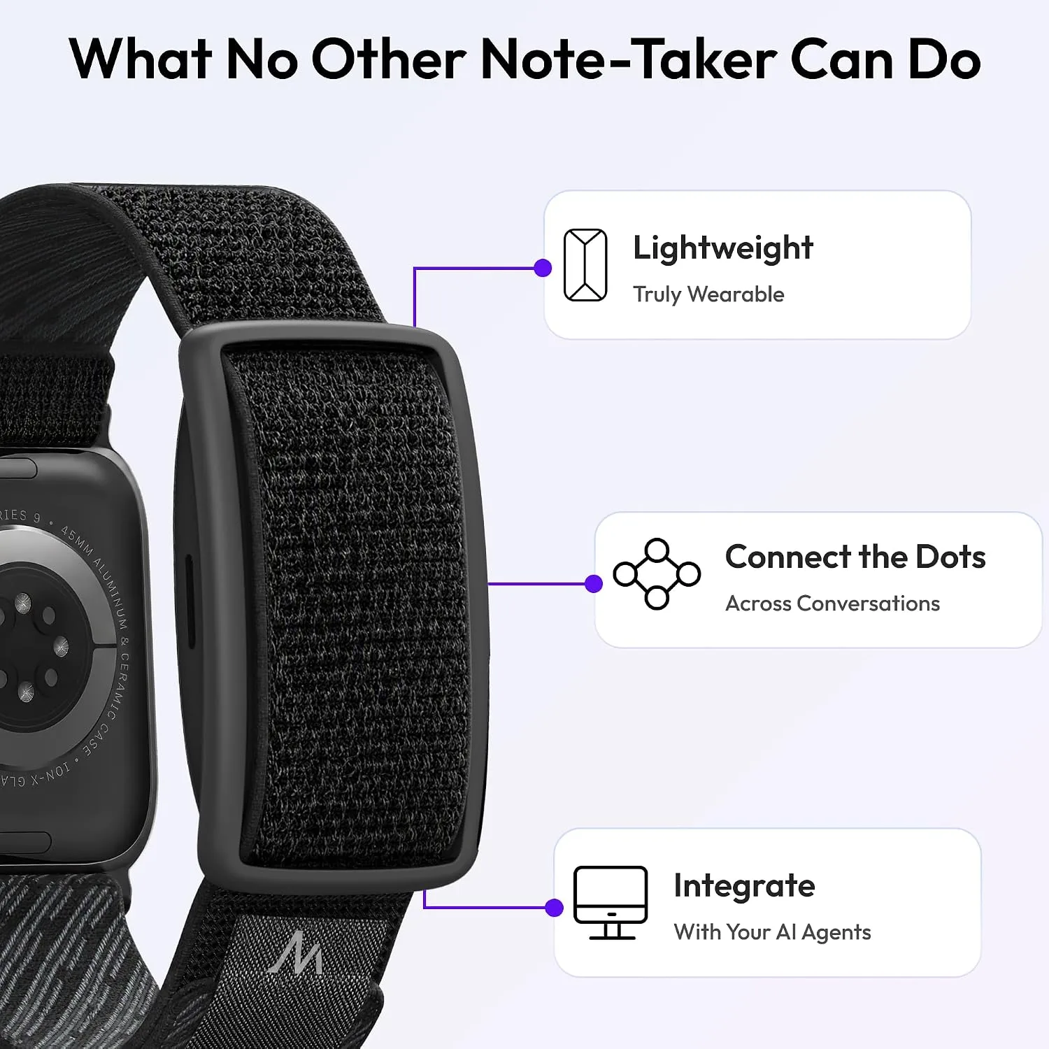 Gem Wearable AI Voice Recorder, Transcribes, Fits Apple Watch Bands