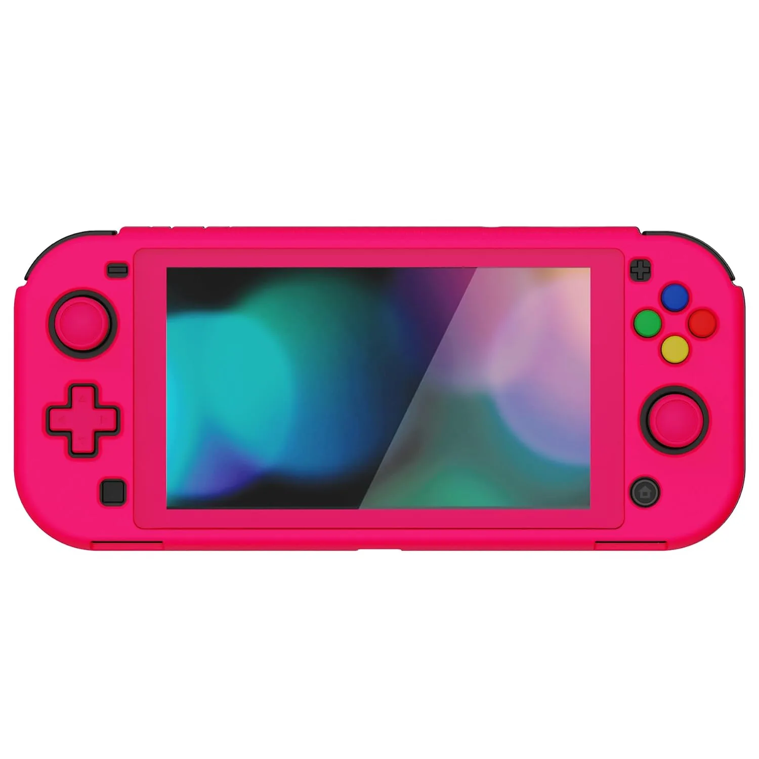 eXtremeRate PlayVital Protective Grip Case for Nintendo Switch Lite, Hard Cover Protector for Nintendo Switch Lite - Screen Protector & Thumb Grips & Buttons Caps Stickers Included - Bright Pink