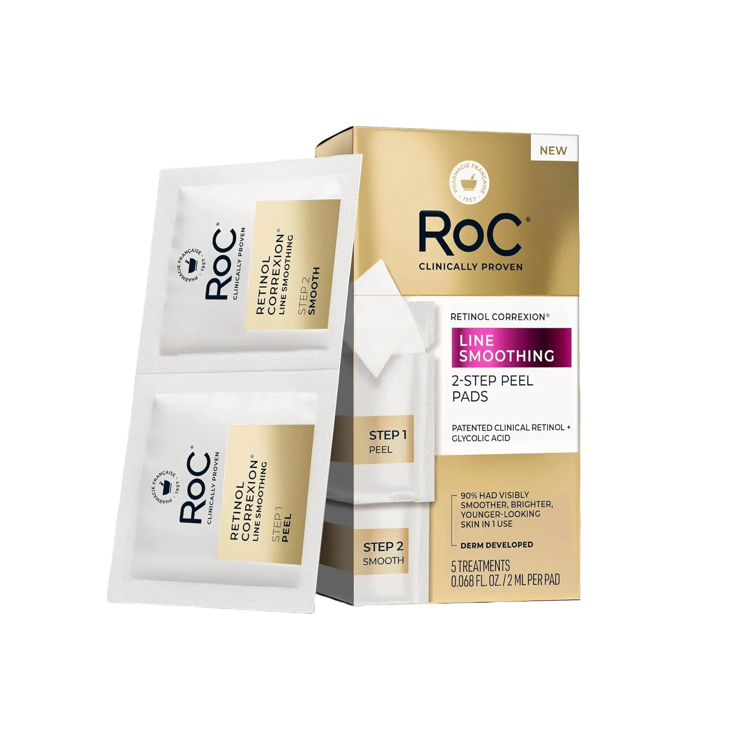 RoC Retinol Correxion Line Smoothing 2-Step Peel Pads - 5 Treatments