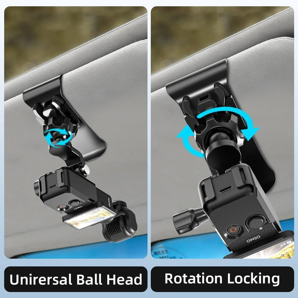 360° Adjustable Car Sun Visor Mount for DJI Osmo Pocket 3