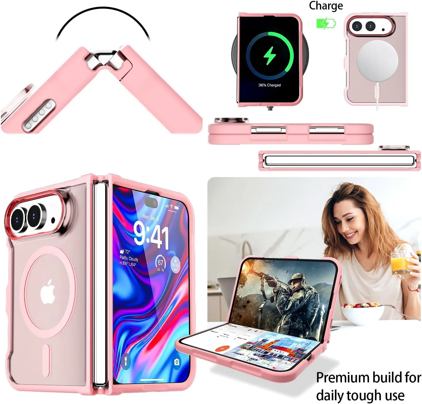 AICase for iPhone Duo Case,Fold Matte Translucent Fit for Magsafe