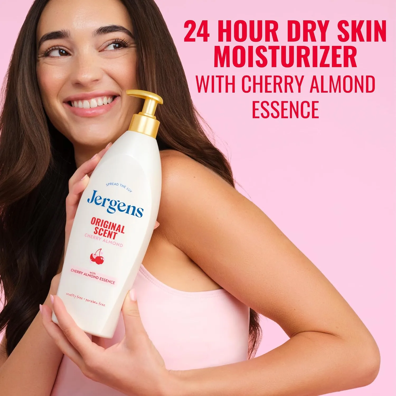 Jergens Cherry Almond Hand & Body Lotion, Dry Skin, 32 fl oz