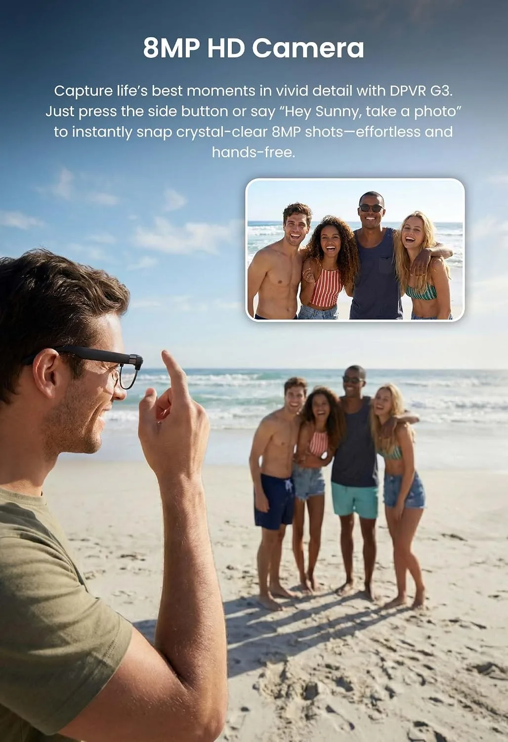 G3 AI Smart Glasses with Camera and Bluetooth, 8MP Video Recording Glasses