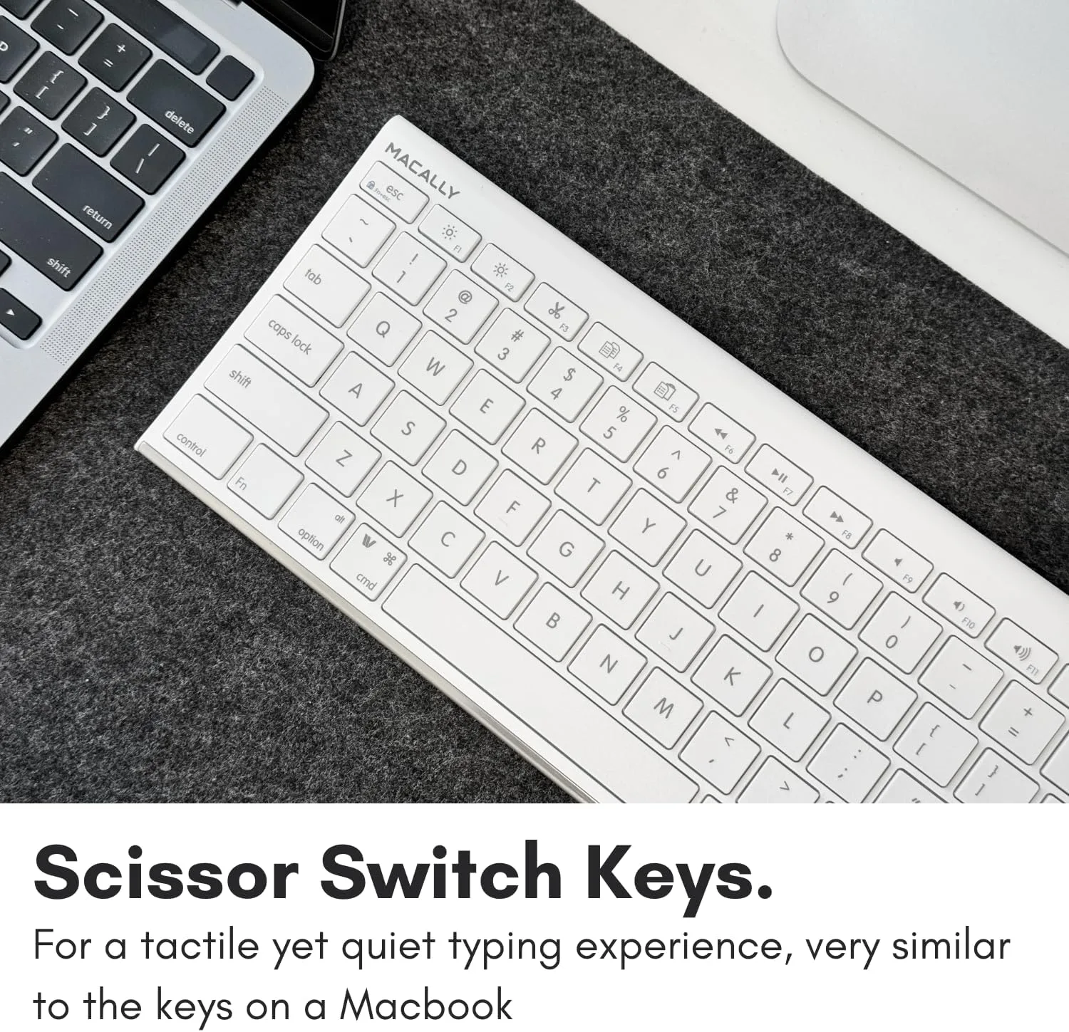 Macally Slim USB Wired Keyboard for Mac and Windows - Simple and Sophisticated - USB Apple Keyboard with Numeric Keypad for Mac Mini / Pro, Macbook, iMac with 110 Scissor Switch Keys and 20 Shortcuts