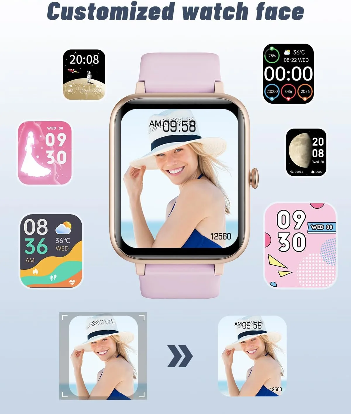 GRV Smart Watch for Women, Bluetooth Call, for iPhone Android Violet
