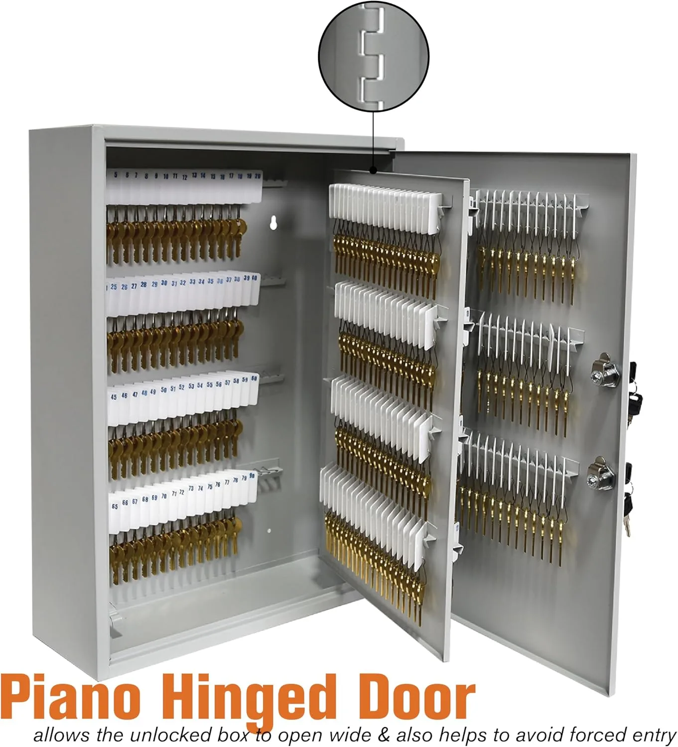 BankSupplies STEELMASTER 320 Key Cabinet - Dual Lock Control Key Box - Welded 22 Gauge Steel Construction - Scratch Resistant - Write-On Key Tags for Easy Identification