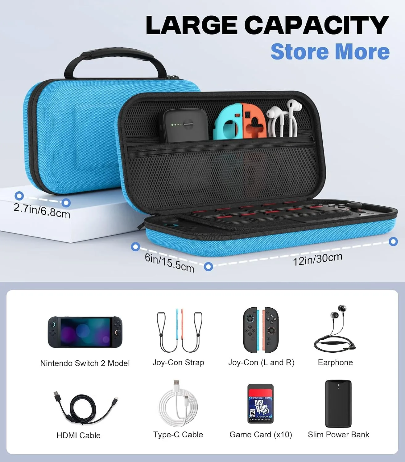 MoKo Carrying Case for Nintendo Switch 2 2025 Holds 10 Cartridges w/Pockets