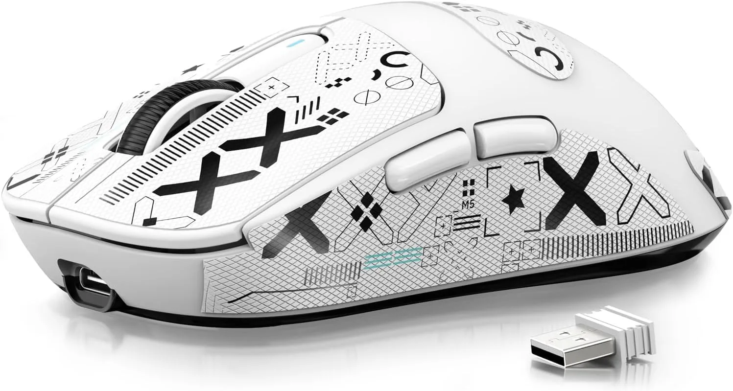 Mouse Gamer Manbasnake Attack Shark X3 Blanco Ultra Ligero Inalámbrico 49g