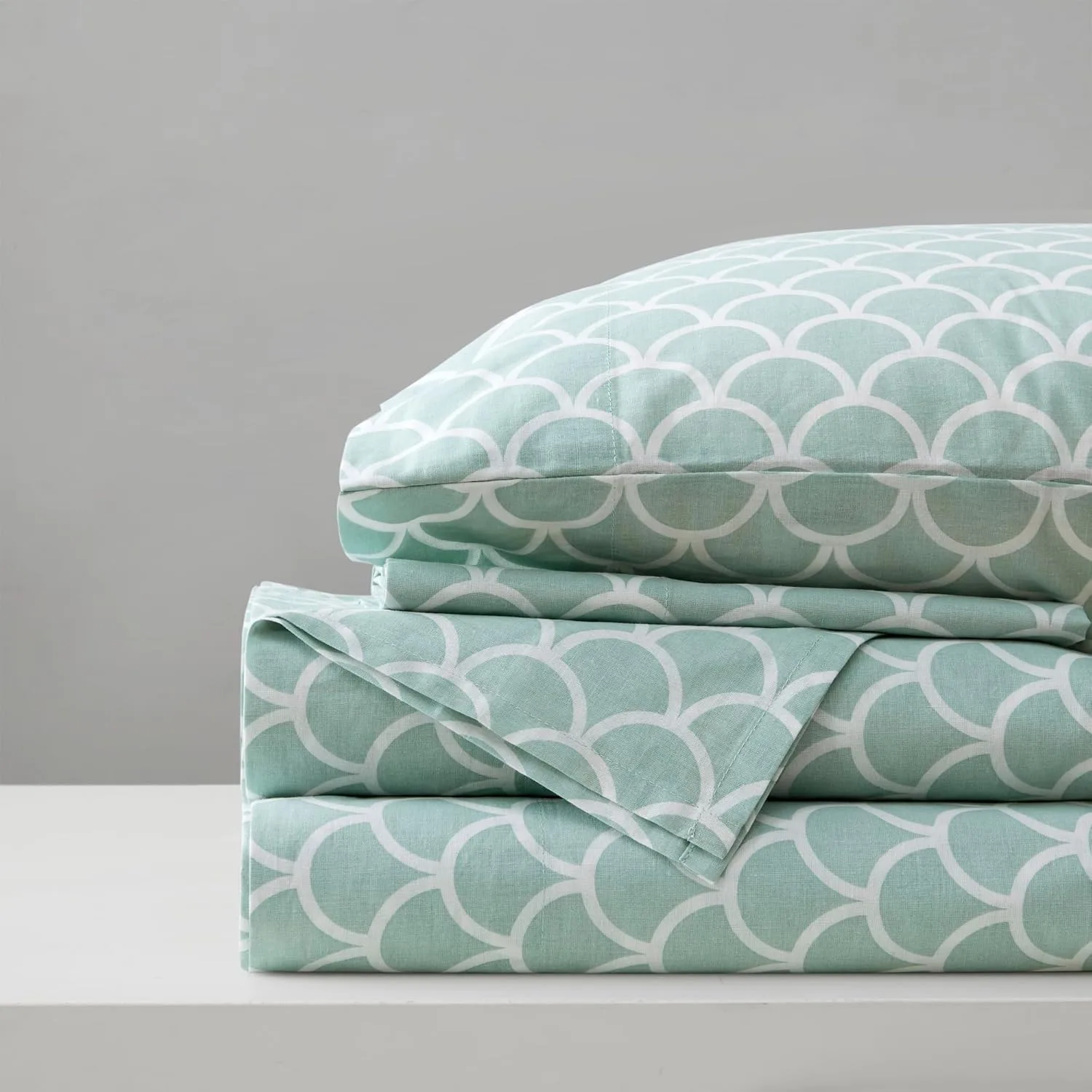 Comfort Spaces 100% Cotton Percale Sheets Twin Sheet Set 3 Pcs, Scales