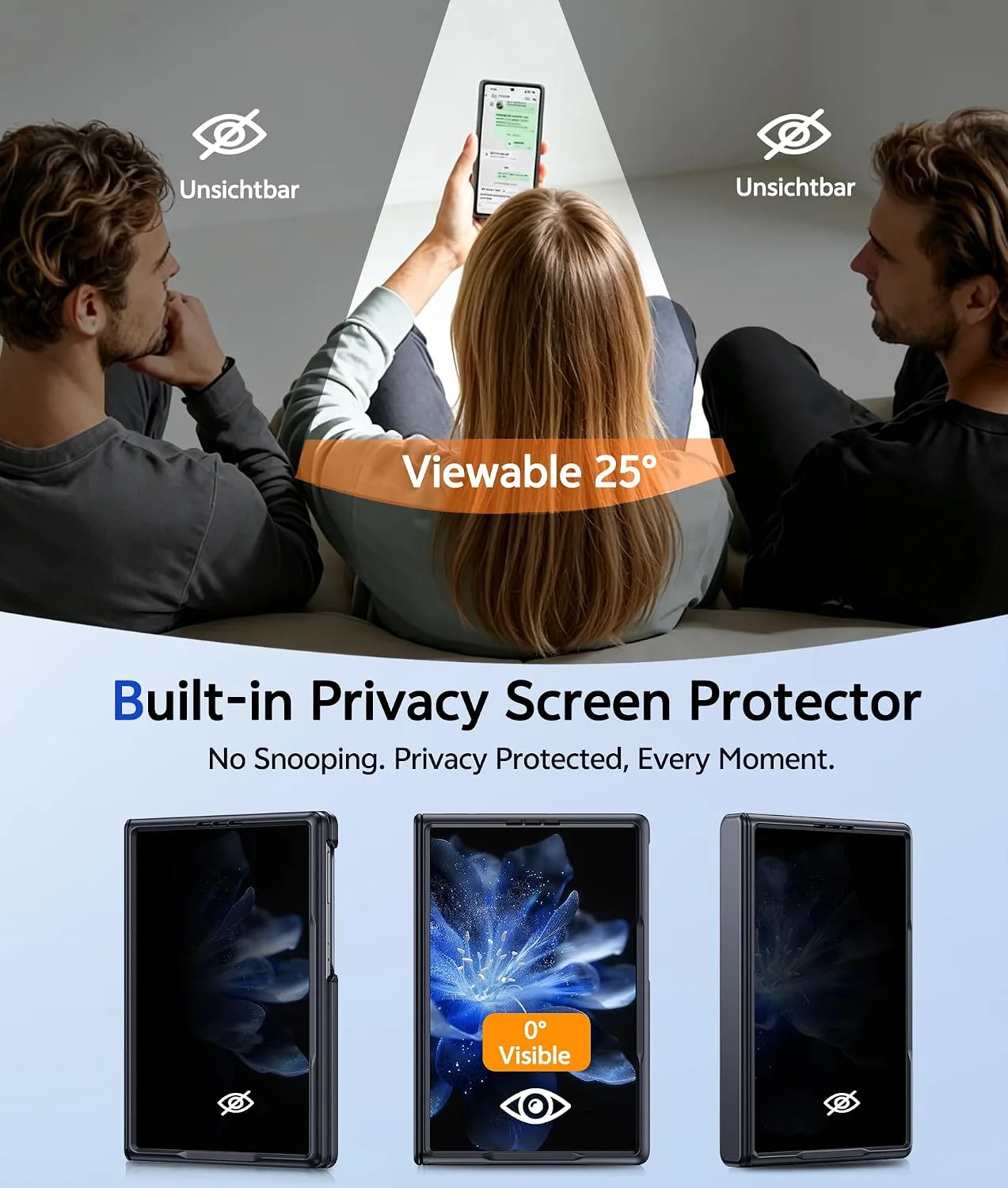 for Samsung Galaxy Z Fold 8 Case with Privacy Screen Protector