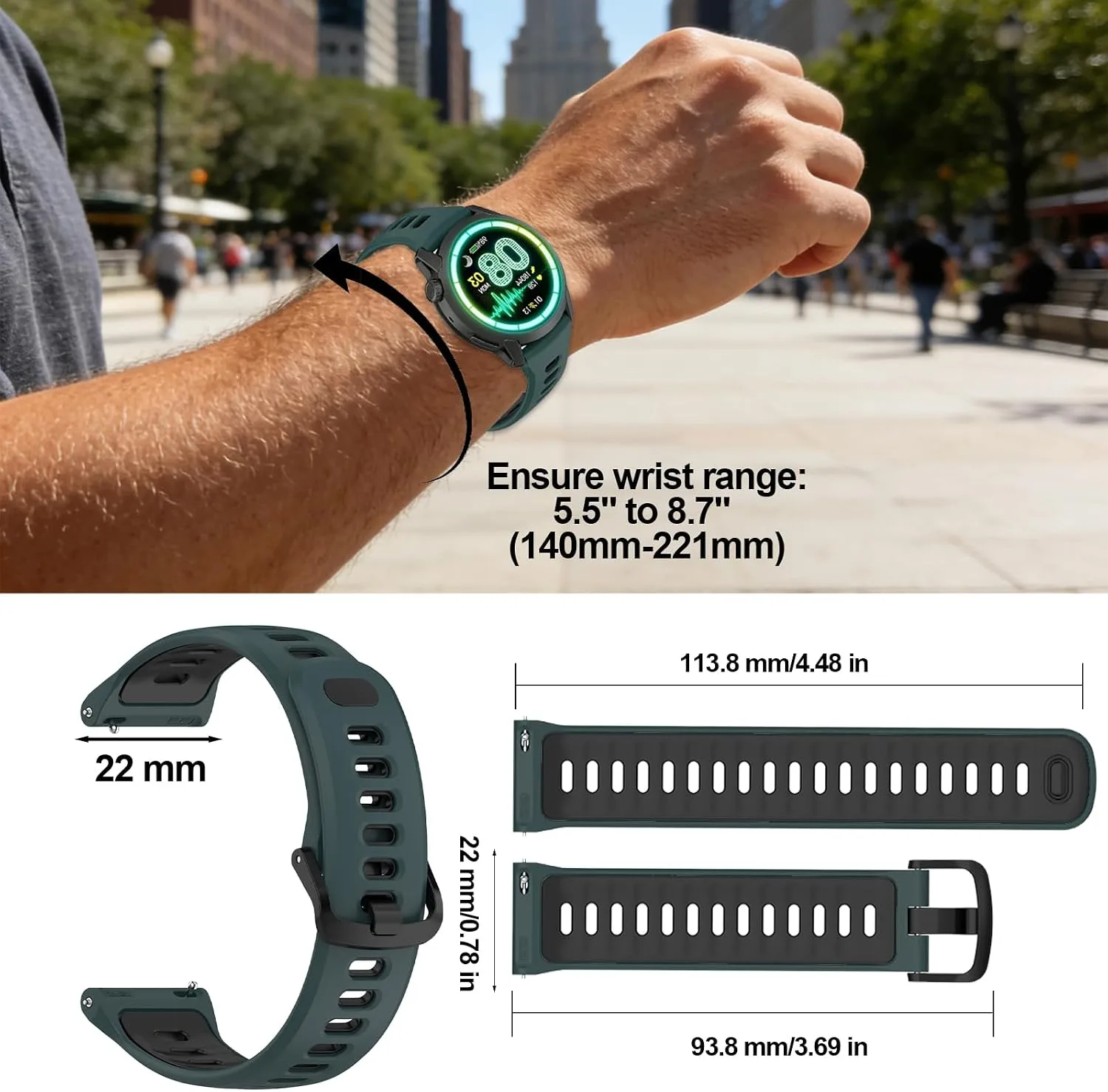 Silicone Bands Compatible with COROS PACE 3/4/Pro, COROS APEX PRO/2 Pro/APEX 46 MM/APEX 4 42 MM, Replacement Breathable Smartwatch Straps for Women and Men