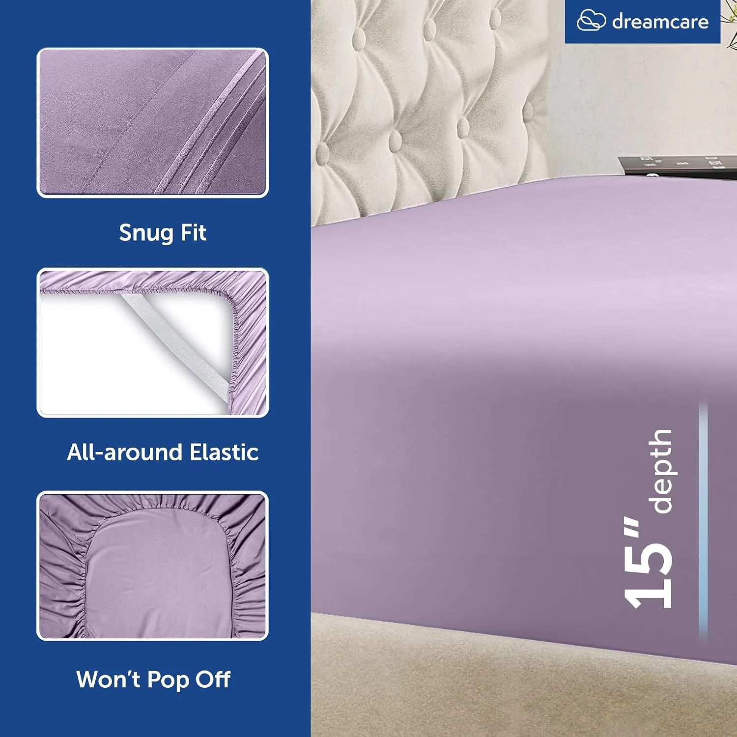 DREAMCARE King Size Sheets Set - 6 pcs Breathable Cooling Sheets King Size