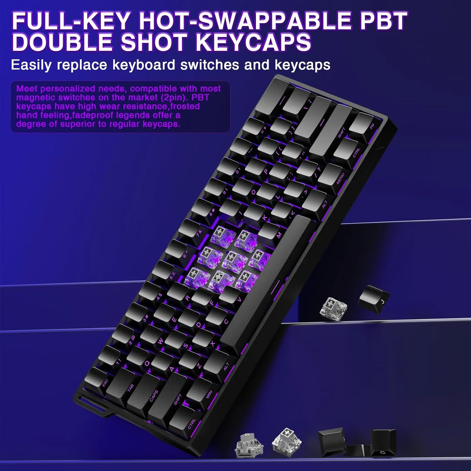 Aula WIN60 HE - 60% Mechanical Gaming Keyboard Wired, Magnetic Switch Hot Swappable, Adjustable Actuation Rapid Trigger Mode, 8000 Hz Polling Rate, RGB Small Keyboard 60 Percent Compact Design for PC