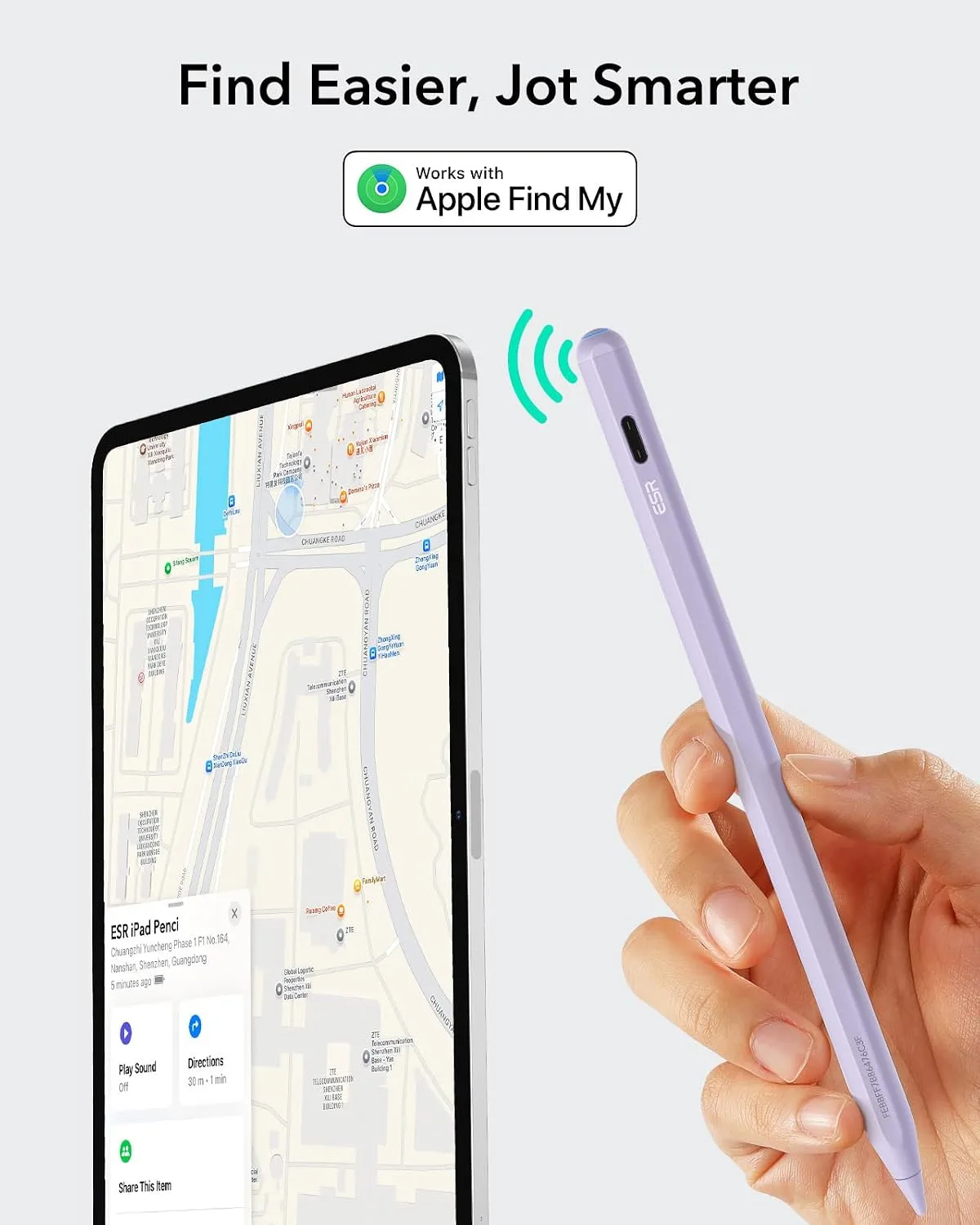 ESR Geo Digital iPad Pencil for iPad 2018-2026, Find My, Easy Shortcuts
