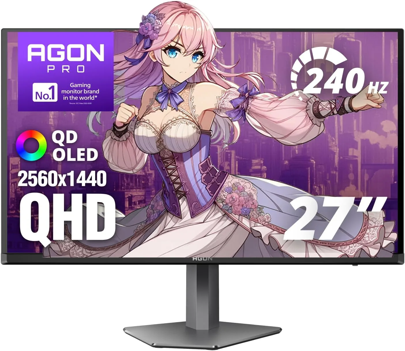 AOC Agon Pro 27 Inch Gaming Monitor QD OLED 240Hz 0.03ms, AG276QZD2