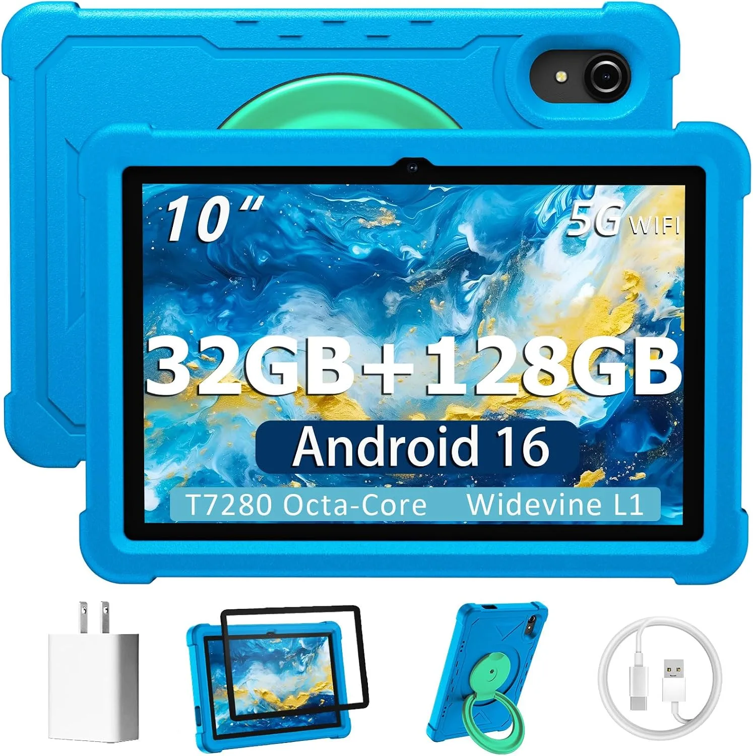 HUIHUANG Tablet 10 Inch Android 16 Tablet, 32GB RAM 128GB ROM