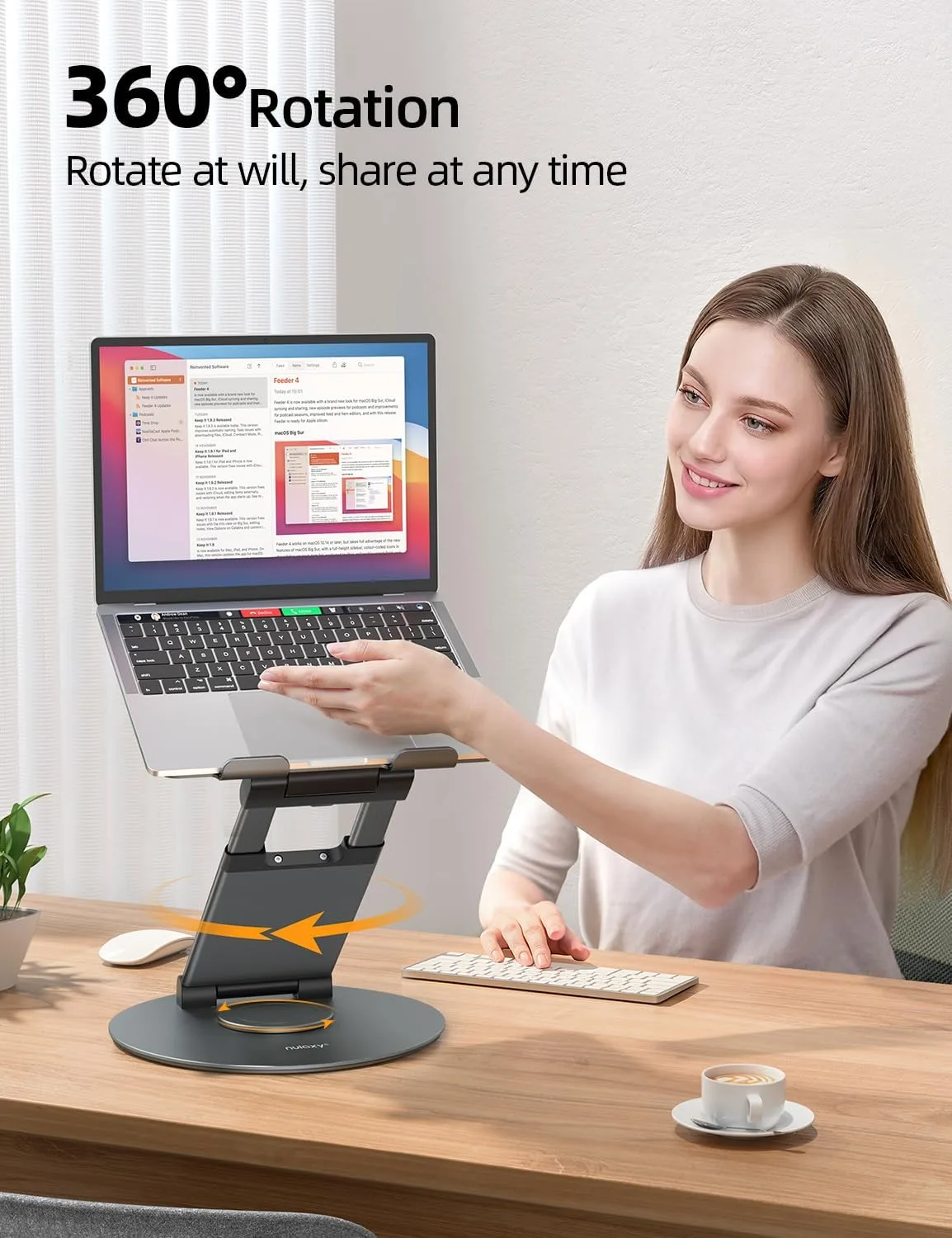 Nulaxy 18" Height Telescopic 360 Rotating Aluminum Laptop Stand Desk, Gray