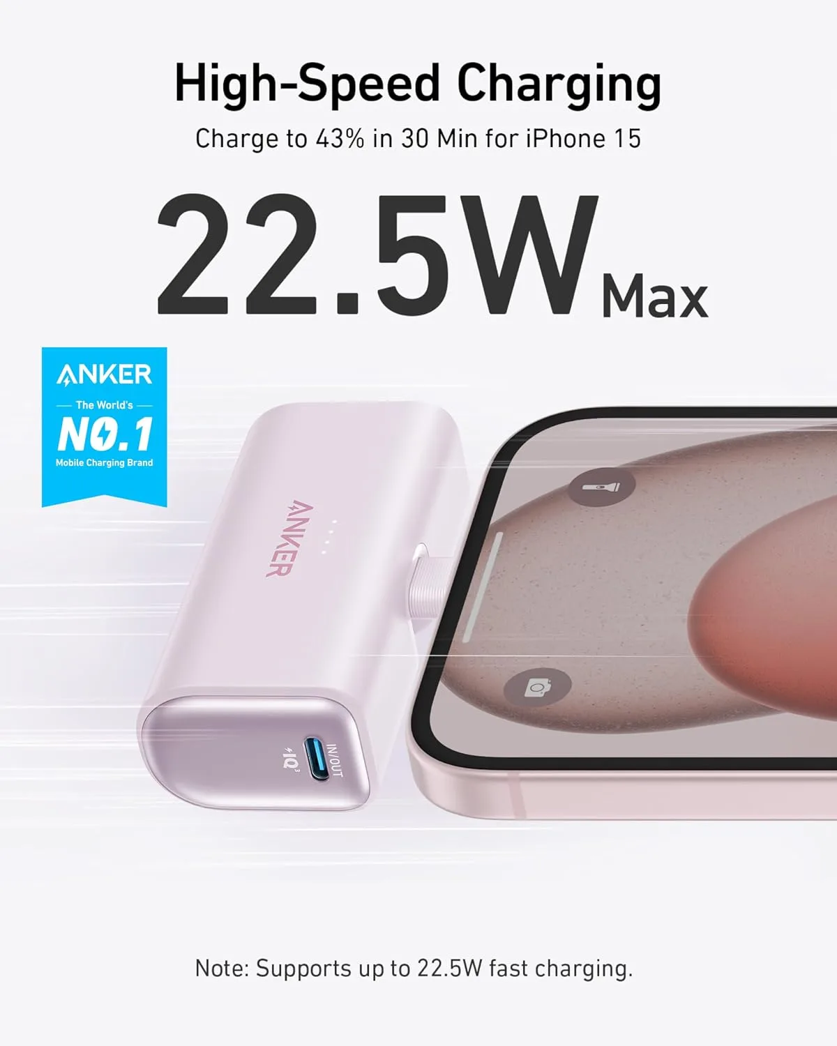 Anker Nano Power Bank,5,000mAh Portable Charger, Built-in USB-C Connector
