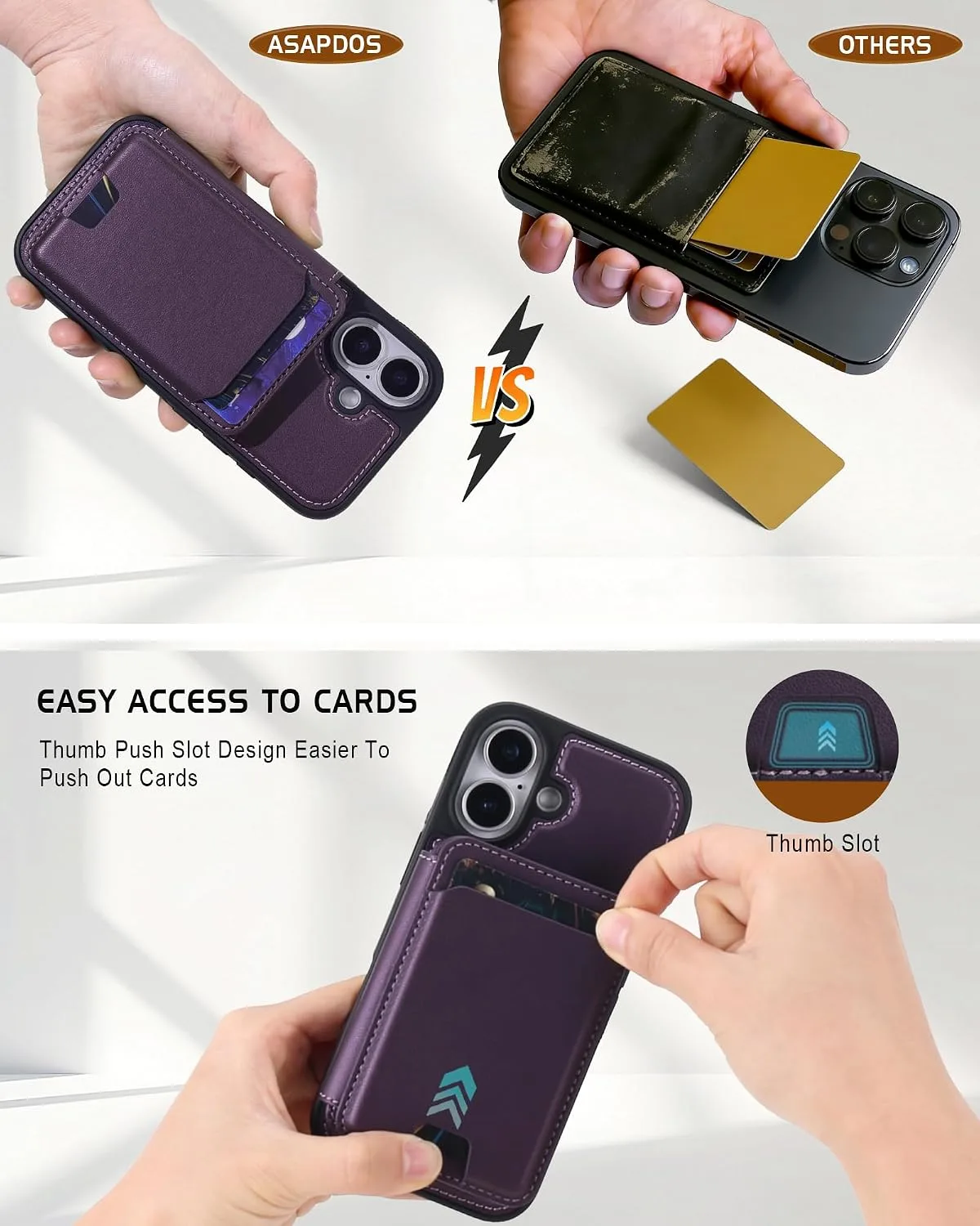Magnetic Detachable Wallet Case for iPhone 17 with Kickstand,2-in-1 MagSafe Compatible RFID Blocking Card Holder,Slim PU Leather Cover Purple