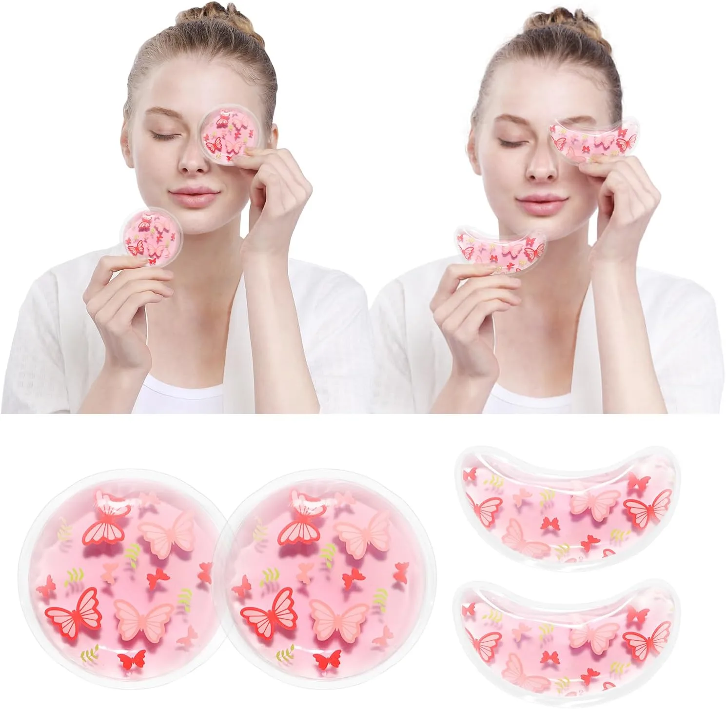 4PCS Gel Eye Ice Pack Set Reusable, Cold and Hot Compress for Eyes