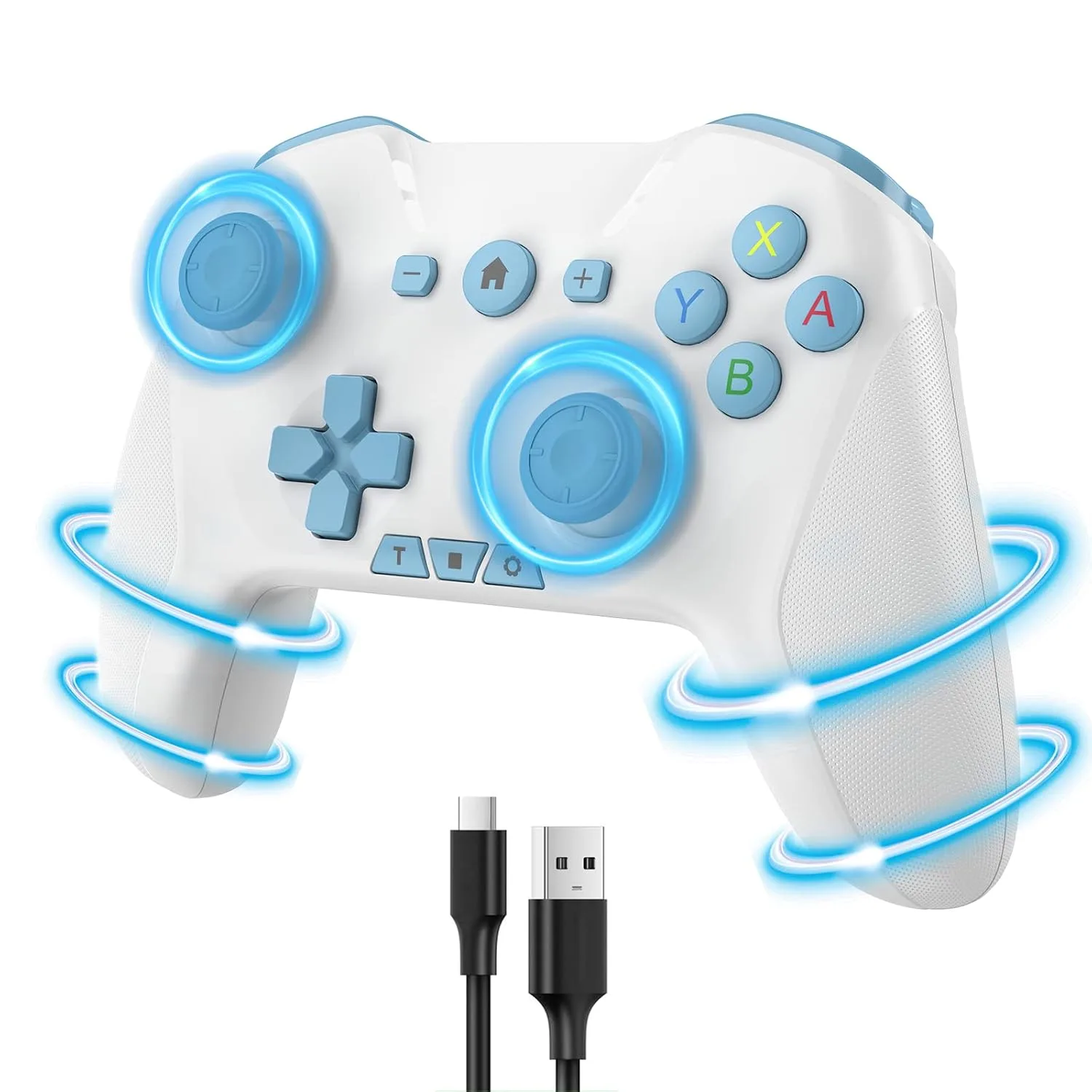 Mando Bluetooth Unihow para Switch/Mac/PC/Steam/Móvil iOS/Android/TV/iPad/Table Apple Arcade MFi Light White Blue