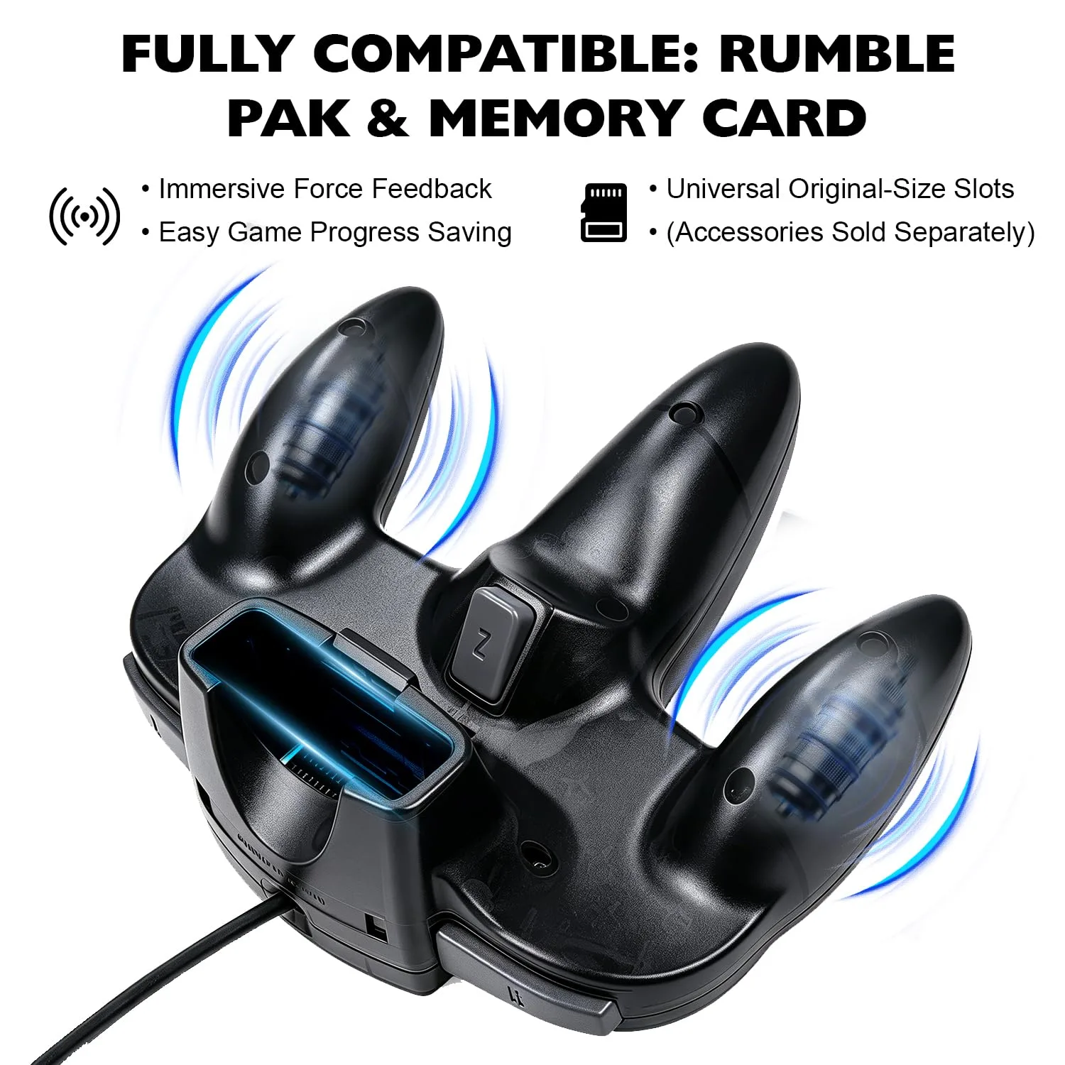 miadore Classic N64 Controller 2 Pack, Wired Retro N64 Remote Joystick Gamepad Controller Compatible with N64 Video Game System Console(black+Gray)