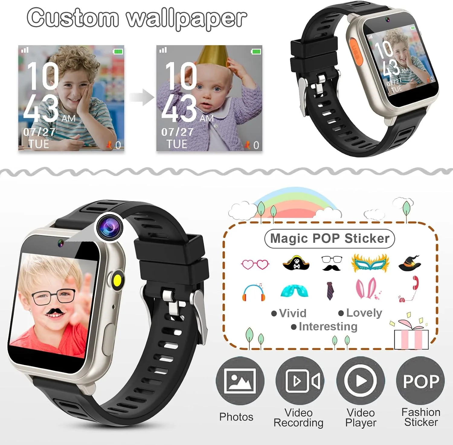 Smart Watch for Kids with 39 Puzzle Games Camera Video Recorder Music