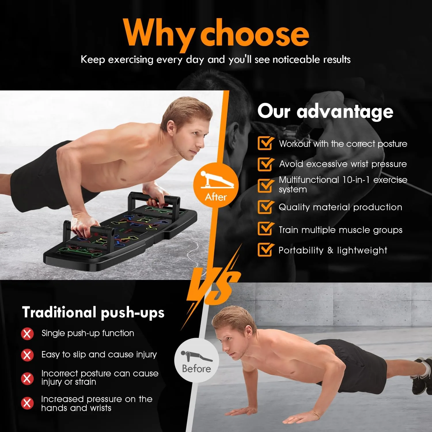 MQRW Push Up Board,Home Gym,Portable Exercise Equipment,Pilates Bar and 20 Fitness Accessories with Resistance Bands and Ab Roller Wheel,Full Body Workout at Home