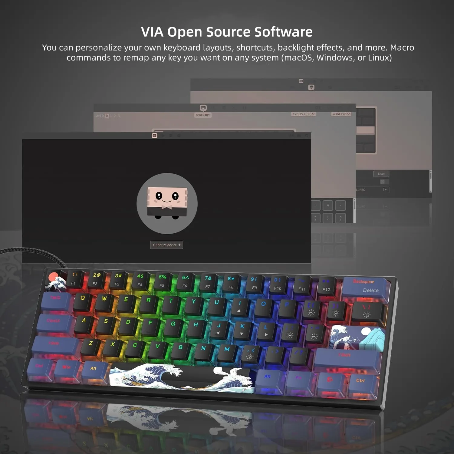 Womier 60% Percent Keyboard Gaming, Creamy Mechanical Wired Keyboard Anime