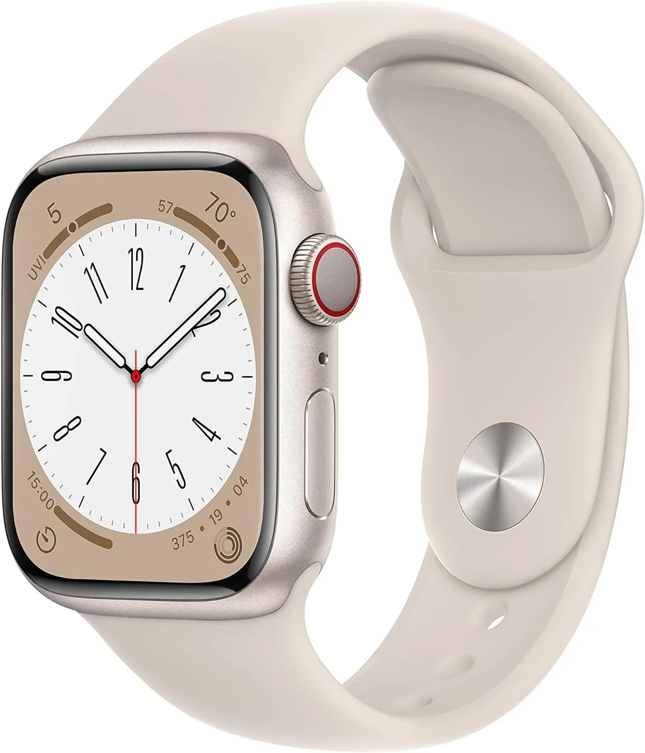 Apple Watch Series 8 [GPS + Cellular, 41mm] Starlight Aluminum Case with Starlight Sport Band, M/L (Renewed)