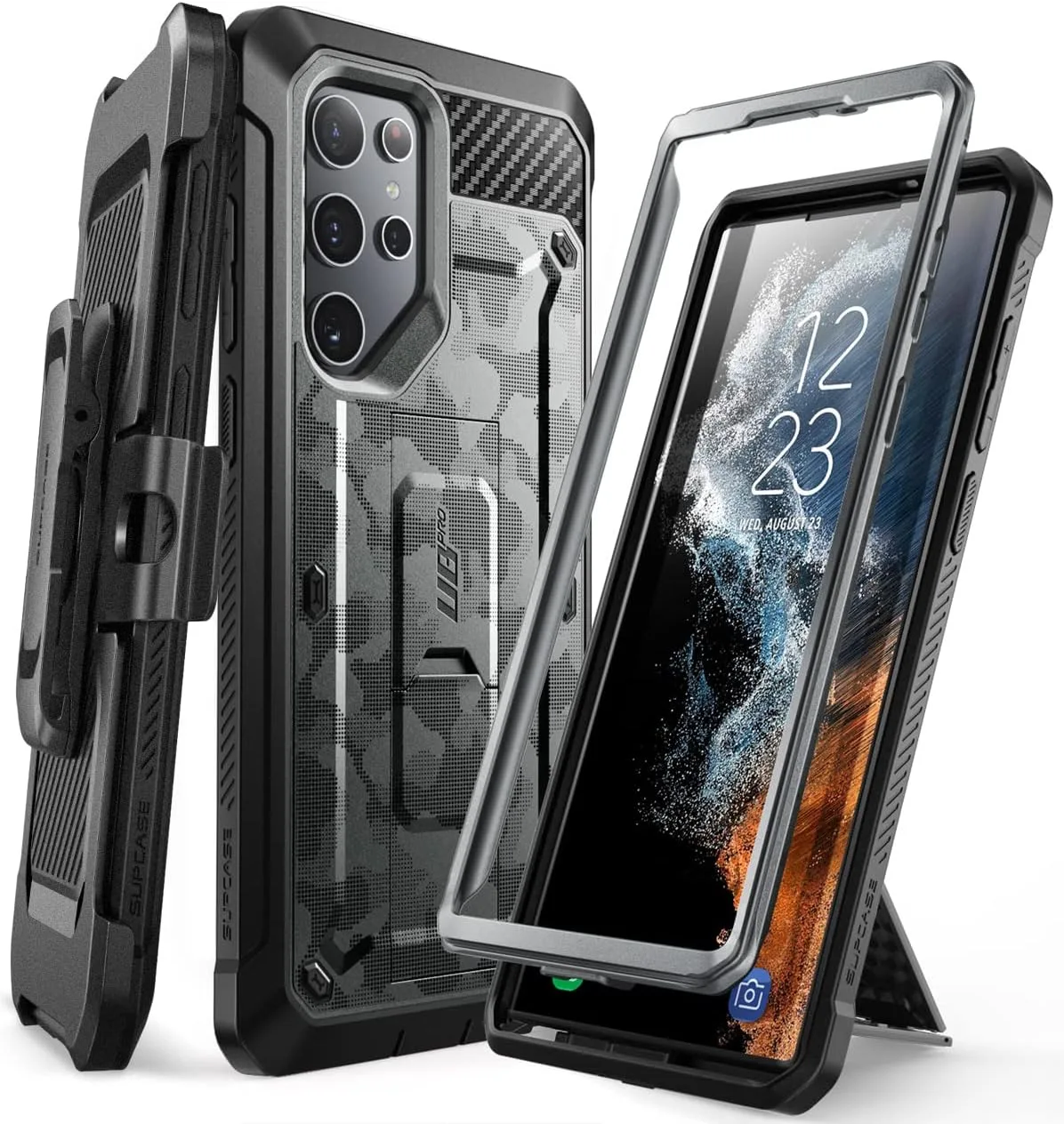 SUPCASE for Samsung Galaxy S22 Ultra Case with Built-in Kickstand, CamoGray