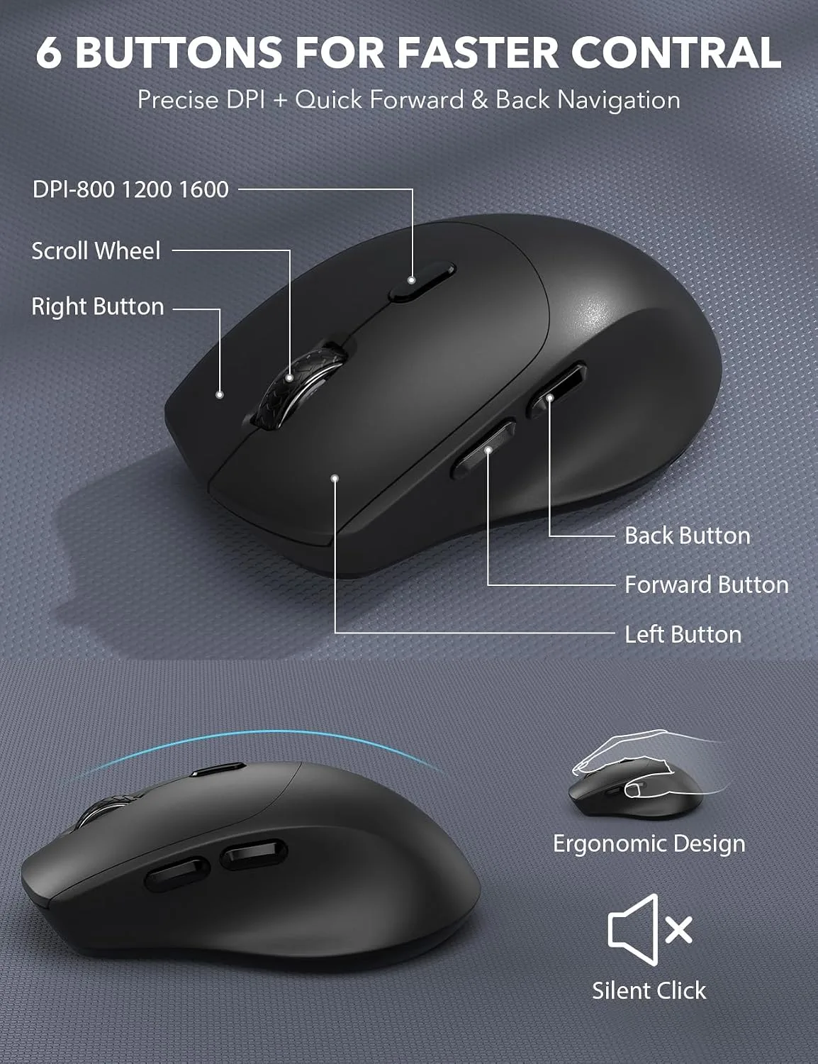 Wireless Keyboard and Mouse Combo - Full-Sized, Ergonomic Wrist Rest