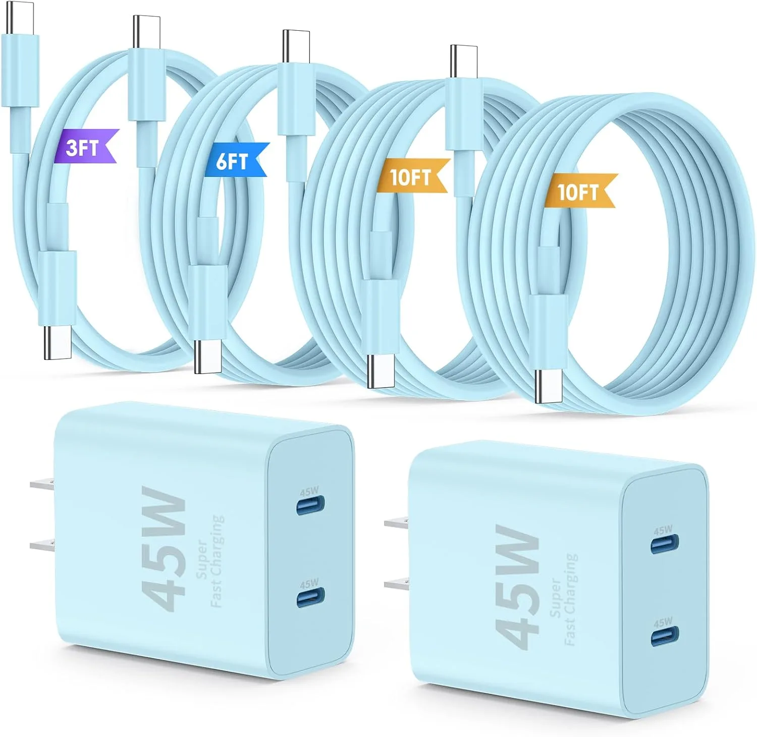 QZIIW iPhone 18 17 16 Pro Max Fast Charger,45W Dual Port USB C Fast Charger