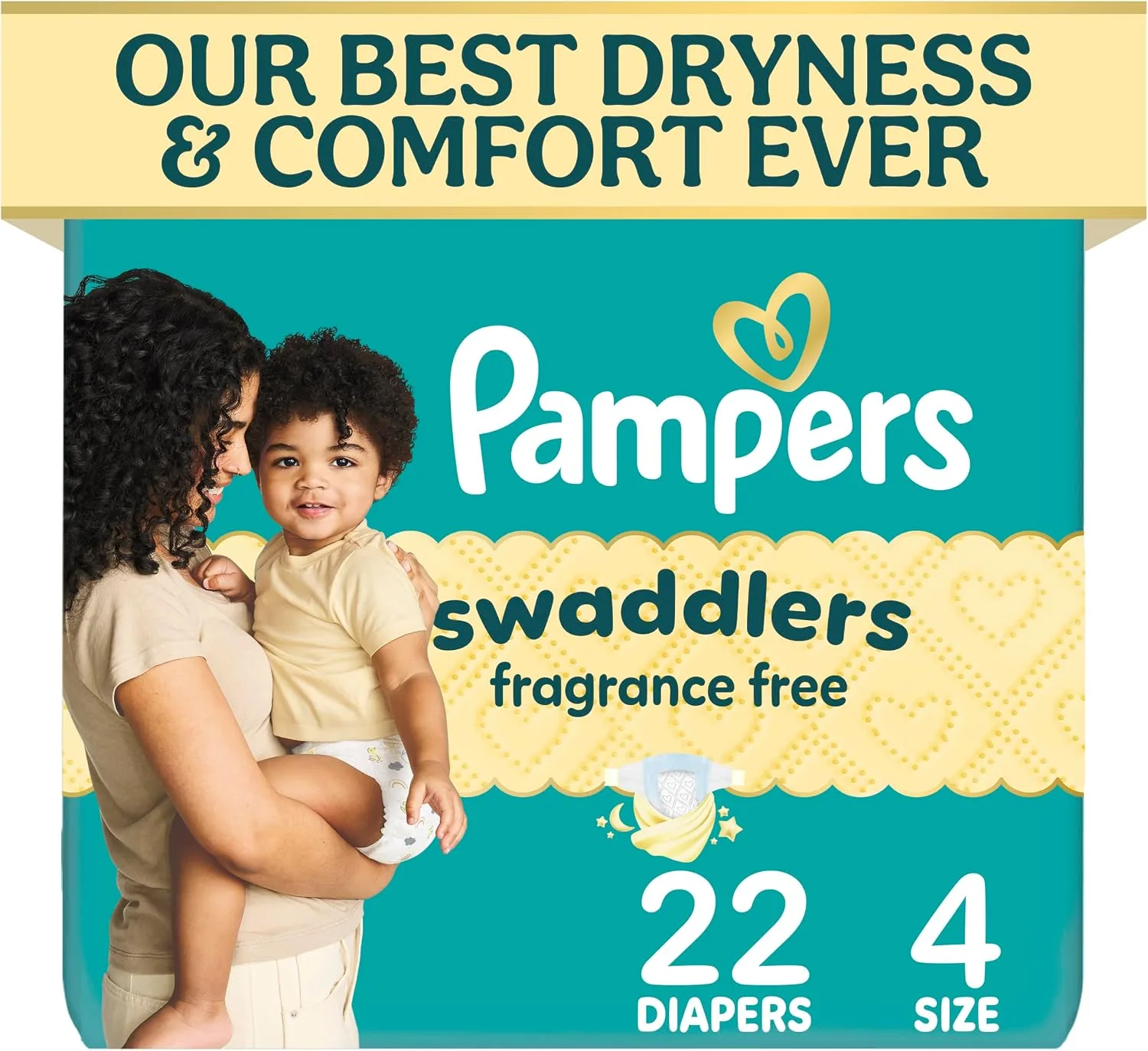 Pampers Swaddlers Diapers, Size 4 (15-34 lbs), 22 Count, Fragrance Free, Hypoallergenic, Absorbent, Pediatrician Recommended, Skin Safe