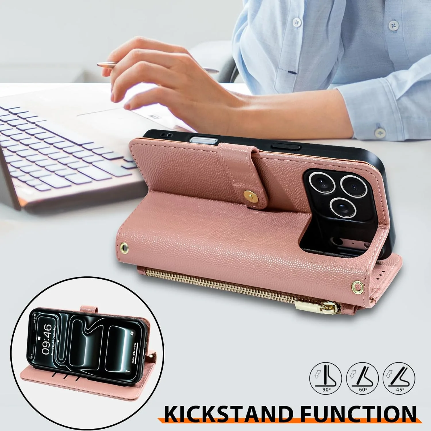 Wallet Phone Case Crafted for iPhone 17 Pro Pink